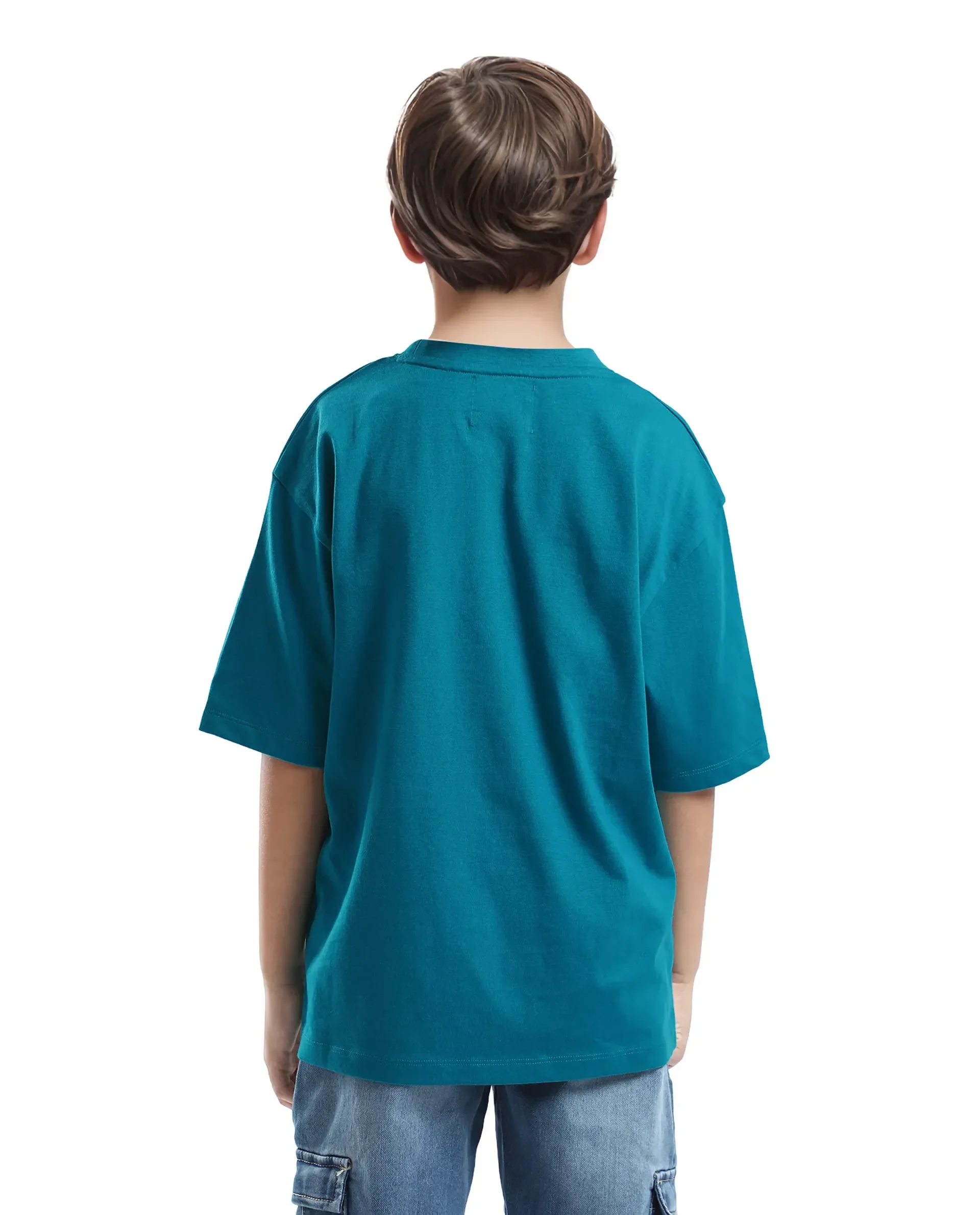 Rare Ones Kids Cole Turq Cotton Graphic Print Slip-On Oversized Fit T-Shirt - Image 7
