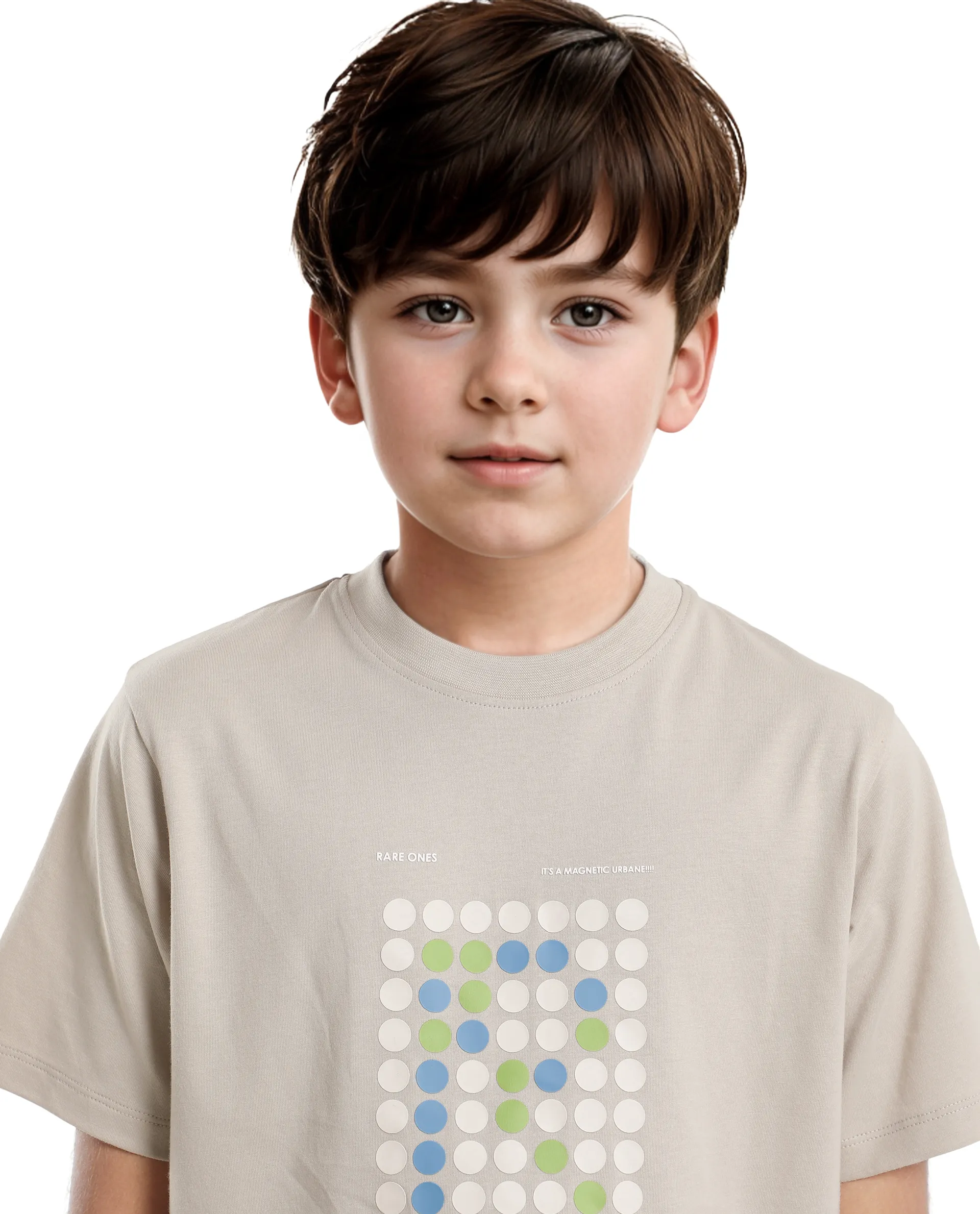 Rare Ones Kids Colos-K Light Beige Cotton Printed Slip-On Regular Fit T-Shirt - Image 3
