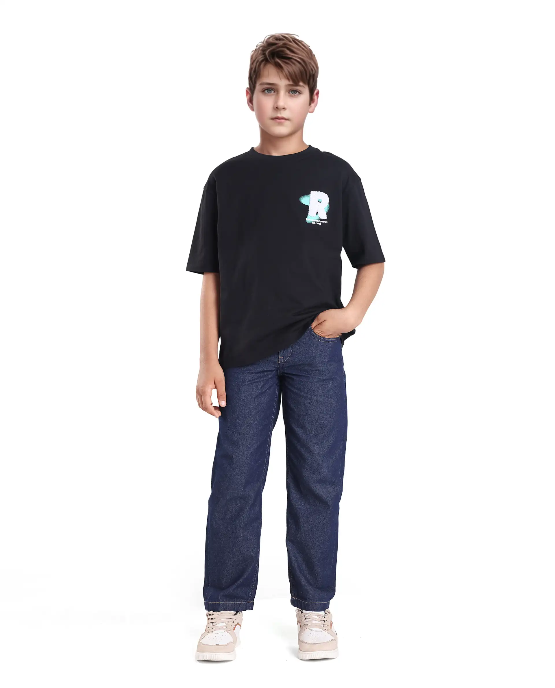 Rare Ones Kids Comet Black Cotton Printed Slip-On Oversized Fit T-Shirt - Image 2
