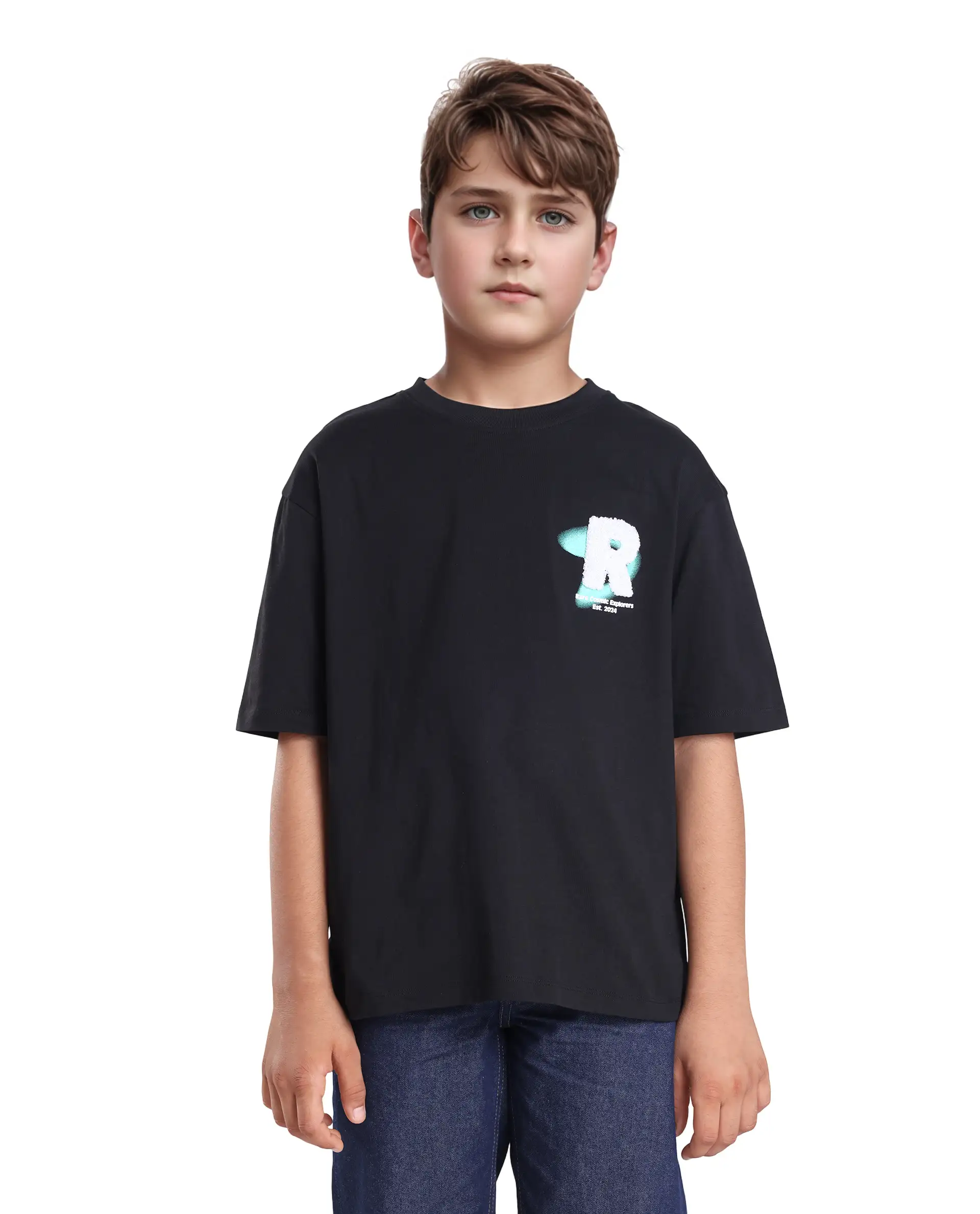 Rare Ones Kids Comet Black Cotton Printed Slip-On Oversized Fit T-Shirt - Image 3