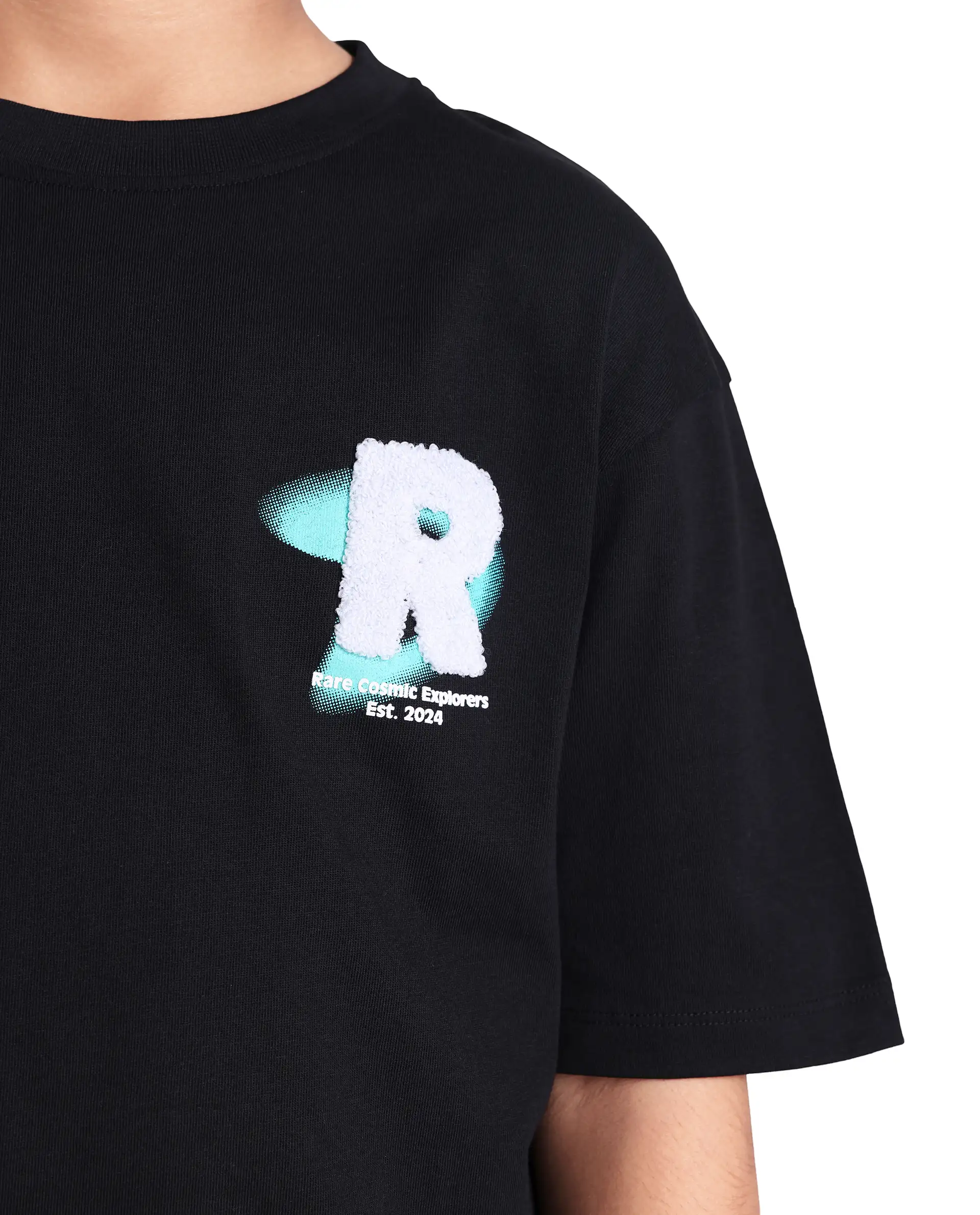 Rare Ones Kids Comet Black Cotton Printed Slip-On Oversized Fit T-Shirt - Image 5