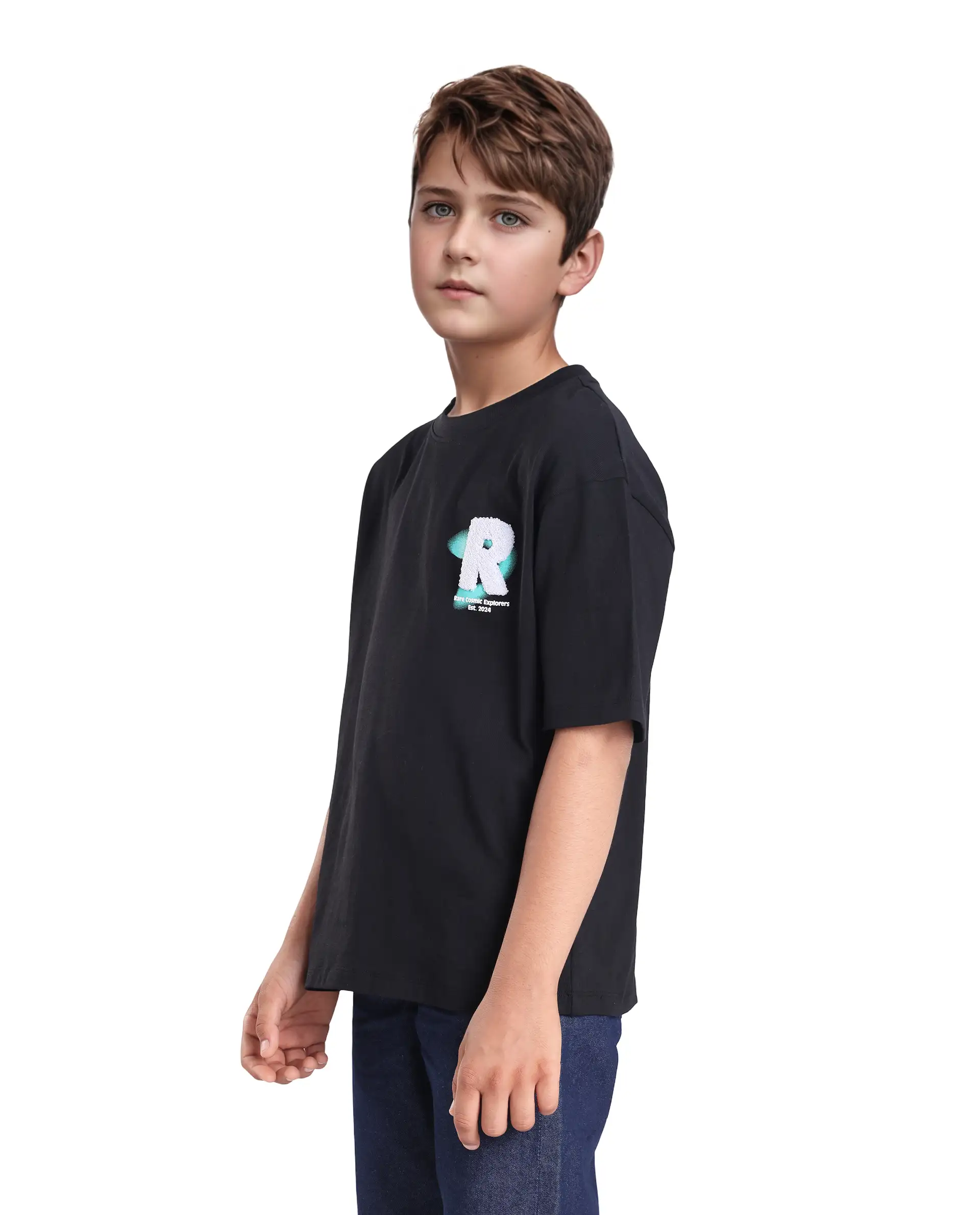 Rare Ones Kids Comet Black Cotton Printed Slip-On Oversized Fit T-Shirt - Image 6
