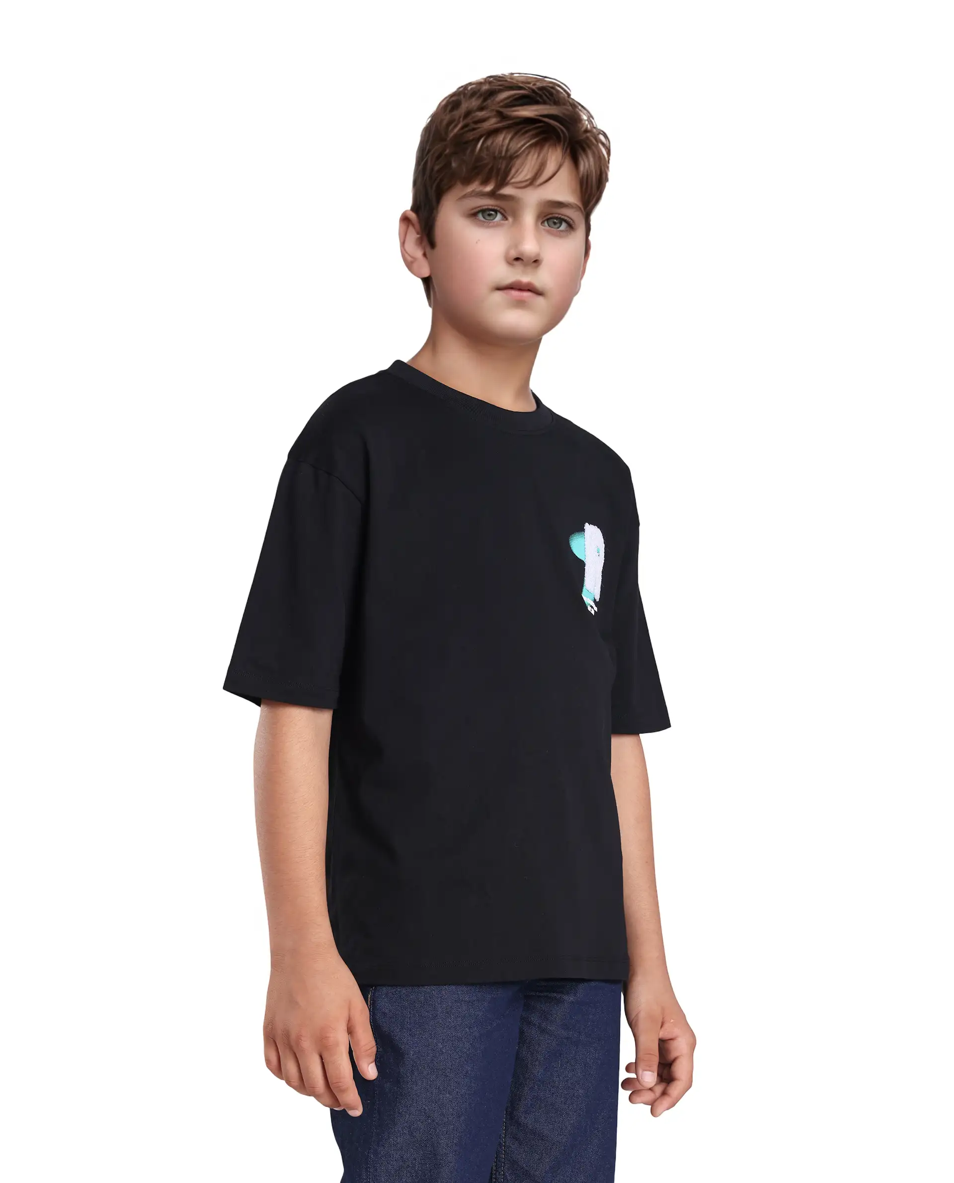 Rare Ones Kids Comet Black Cotton Printed Slip-On Oversized Fit T-Shirt - Image 7