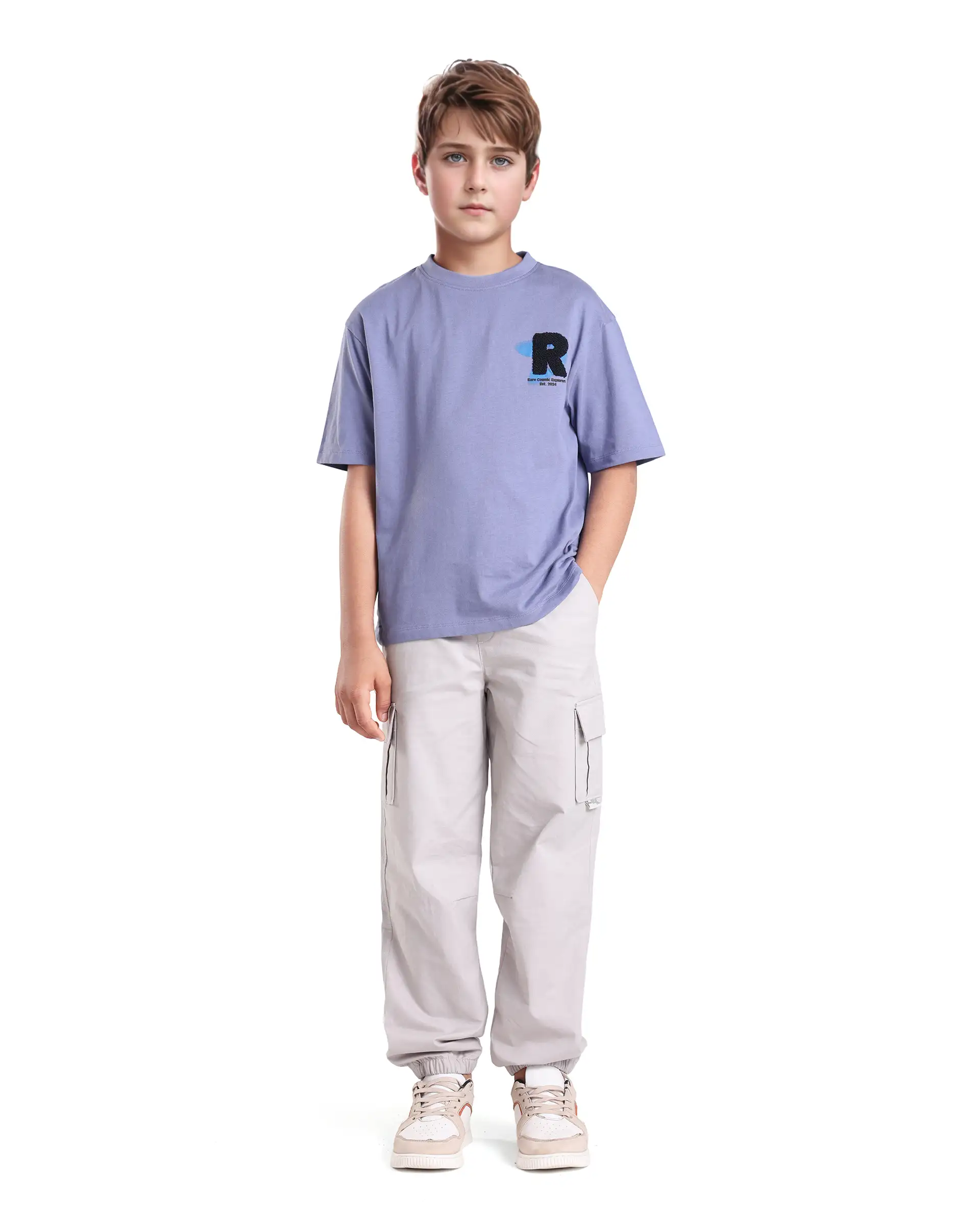 Rare Ones Kids Comet Light Purple Cotton Printed Slip-On Oversized Fit T-Shirt - Image 2