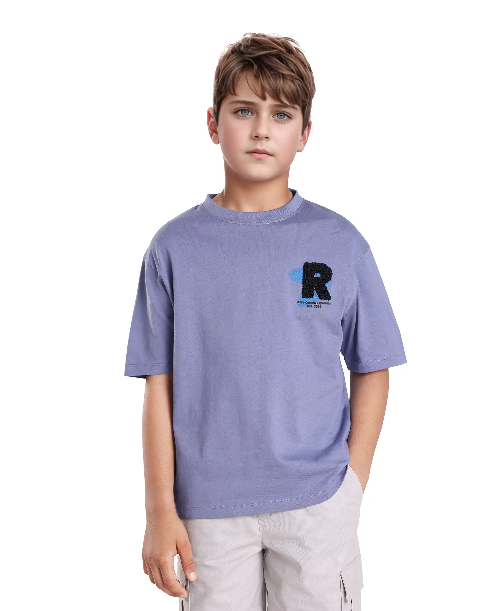 Rare Ones Kids Comet Light Purple Cotton Printed Slip-On Oversized Fit T-Shirt - Image 3