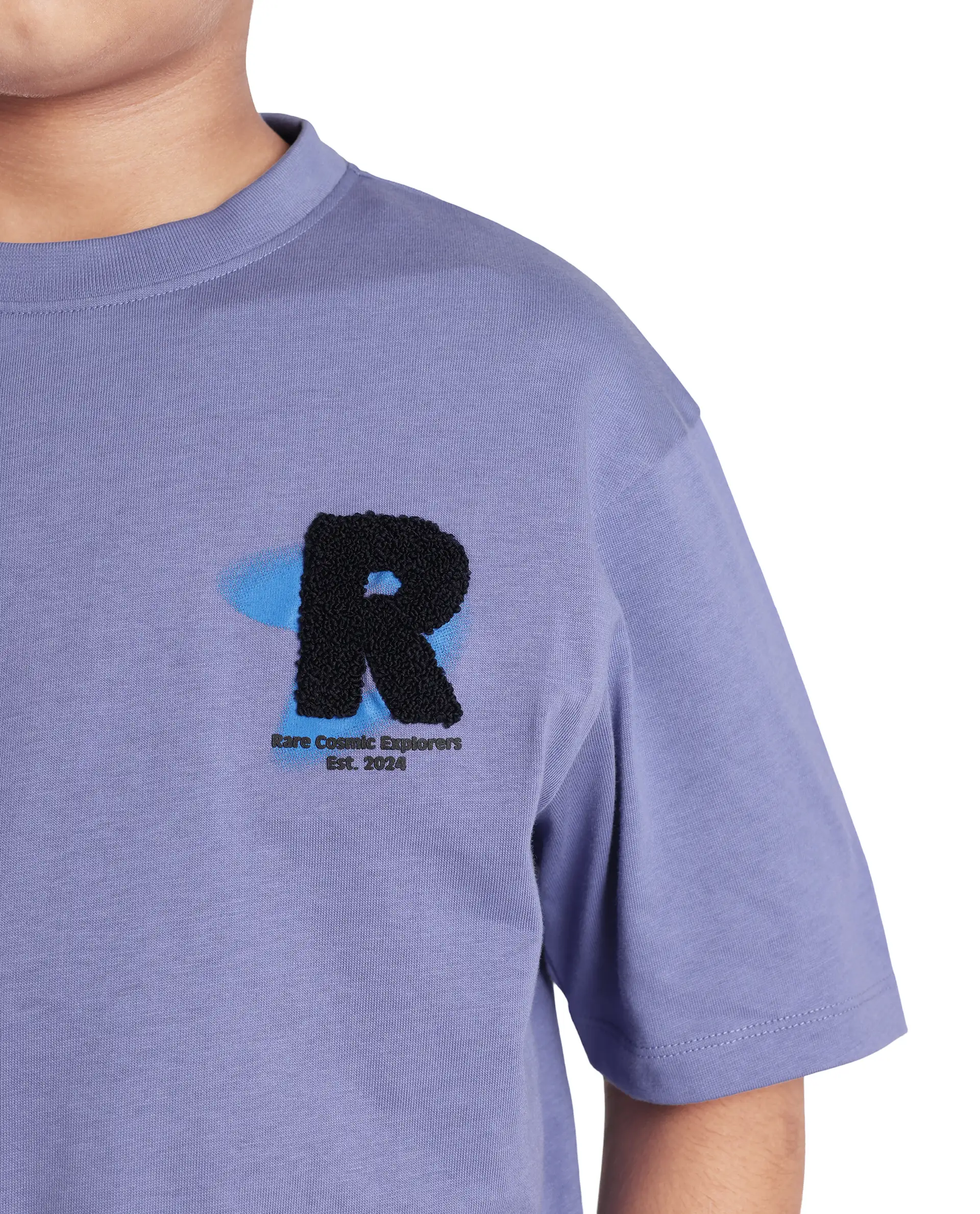 Rare Ones Kids Comet Light Purple Cotton Printed Slip-On Oversized Fit T-Shirt - Image 4