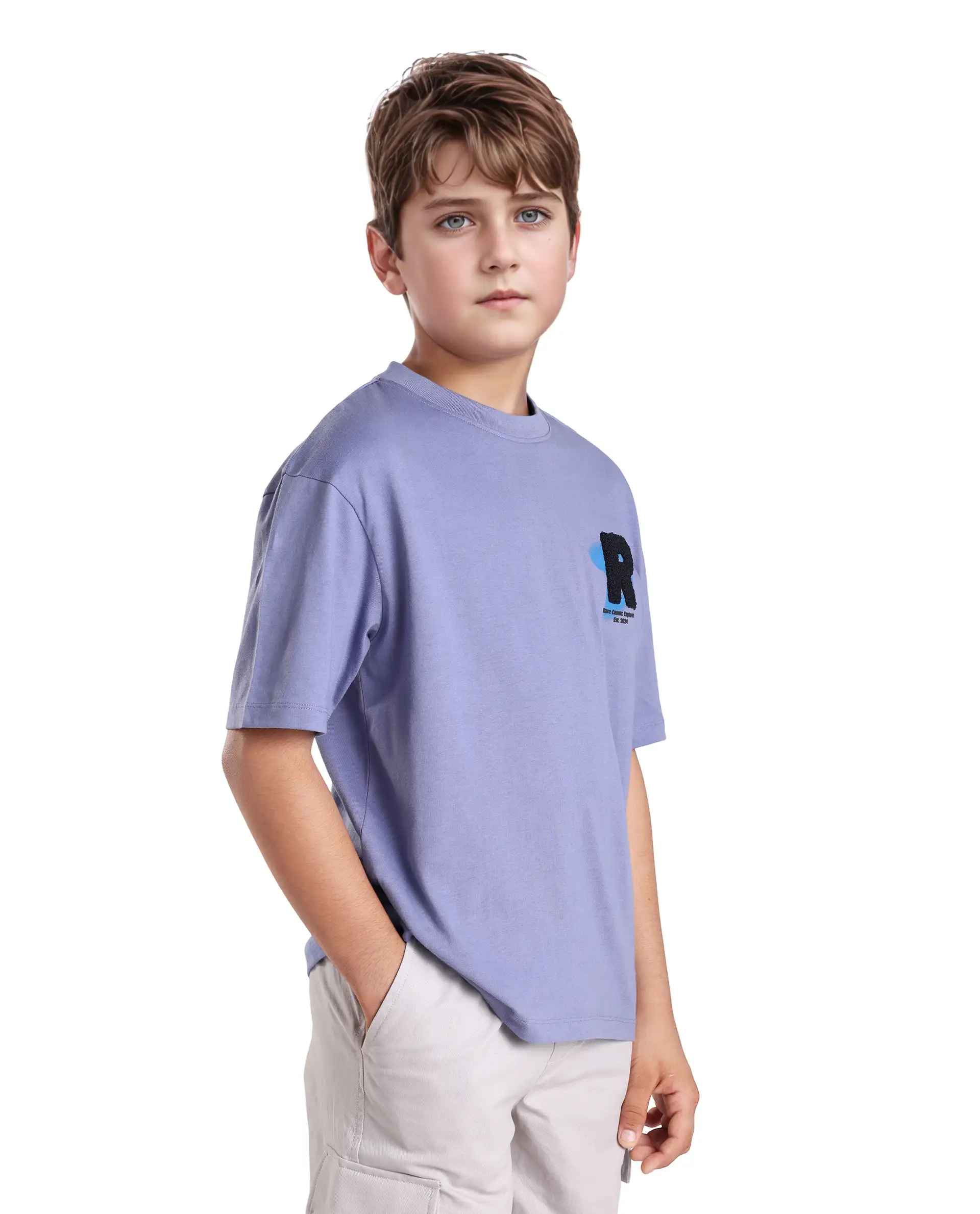 Rare Ones Kids Comet Light Purple Cotton Printed Slip-On Oversized Fit T-Shirt - Image 6