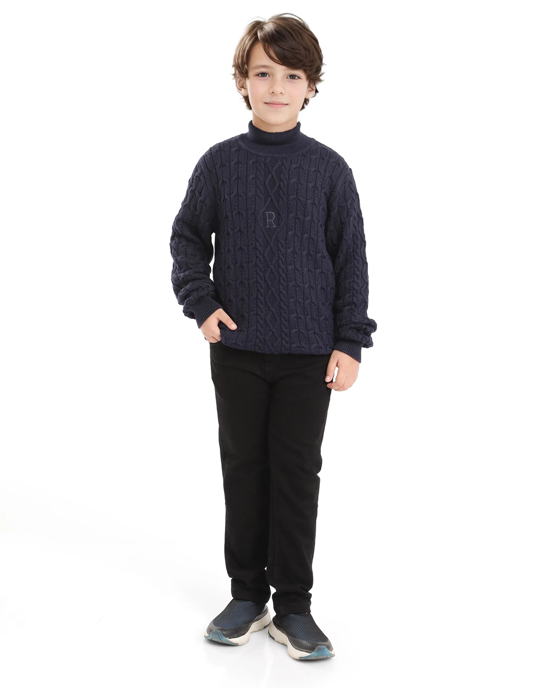 Rare Ones Kids Congo Navy Full Sleeve Jacquard Sweater - Image 2