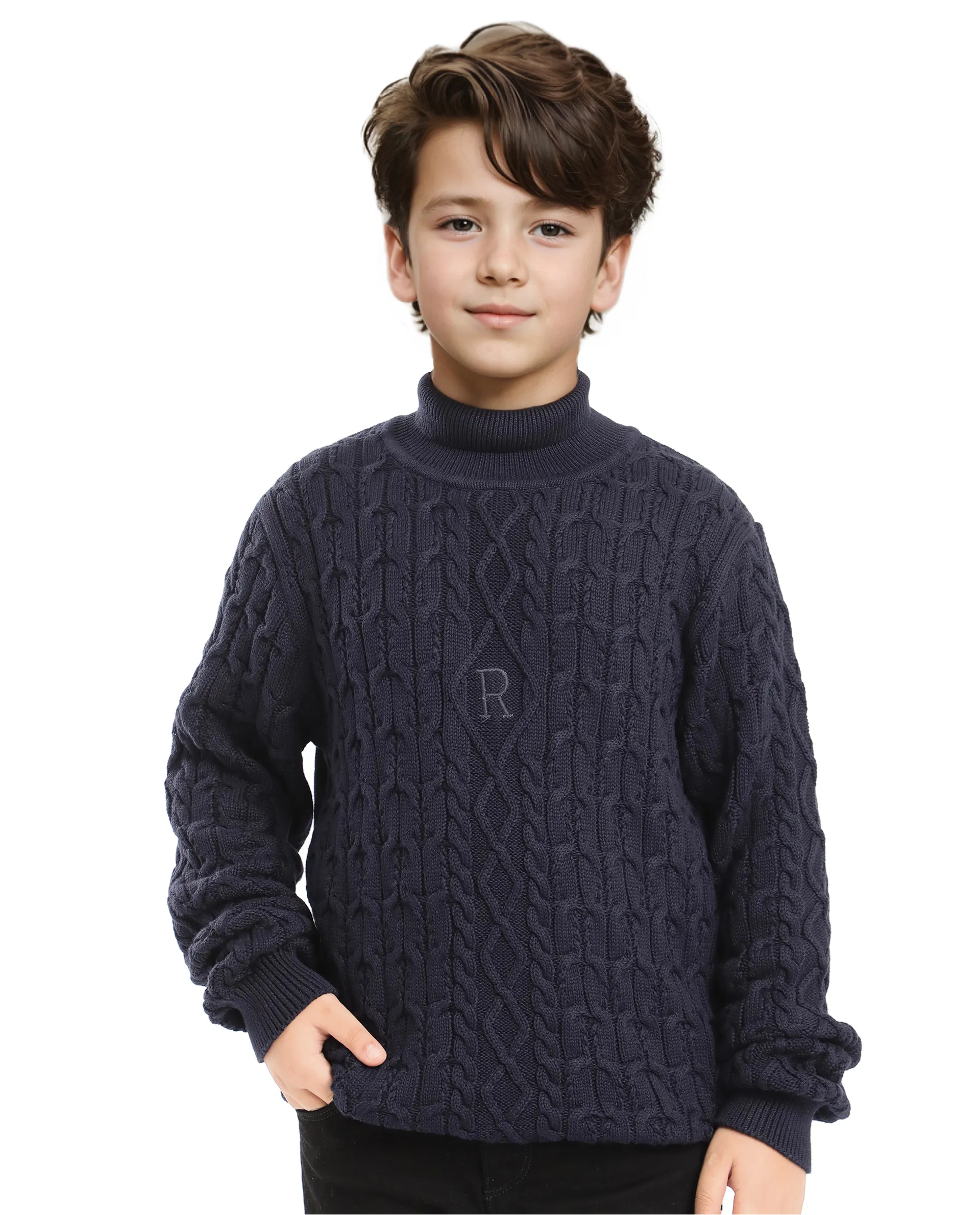 Rare Ones Kids Congo Navy Full Sleeve Jacquard Sweater - Image 4
