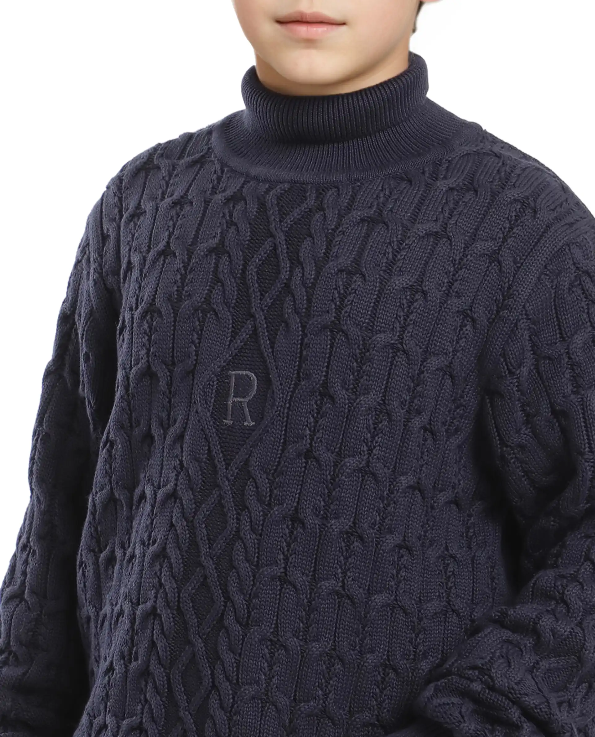 Rare Ones Kids Congo Navy Full Sleeve Jacquard Sweater - Image 5