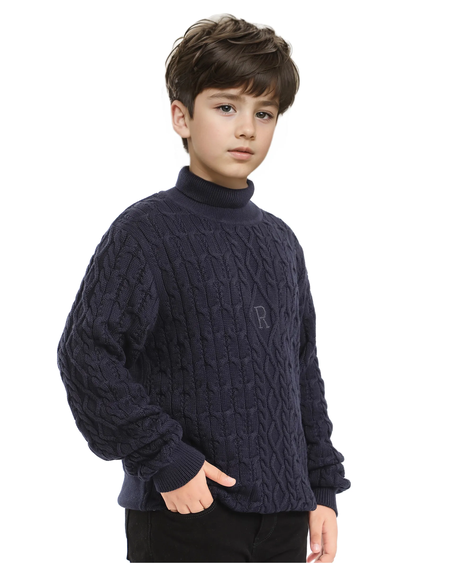 Rare Ones Kids Congo Navy Full Sleeve Jacquard Sweater - Image 6