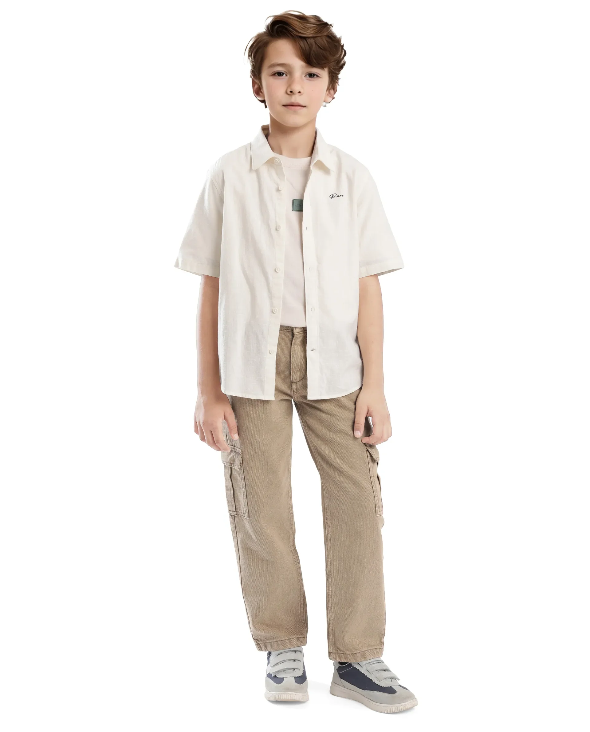 Rare Ones Kids Cora Off White Cotton Half Sleeve Button Embroidered Regular Fit Shirt - Image 2