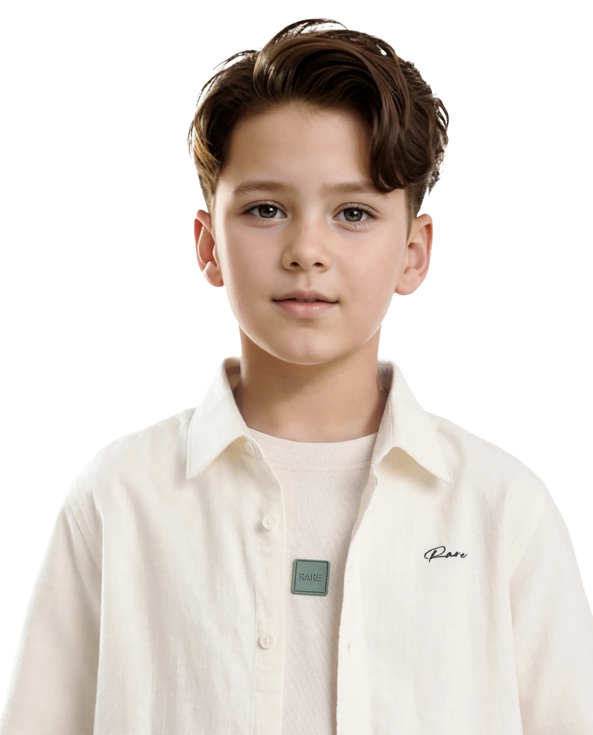 Rare Ones Kids Cora Off White Cotton Half Sleeve Button Embroidered Regular Fit Shirt - Image 6