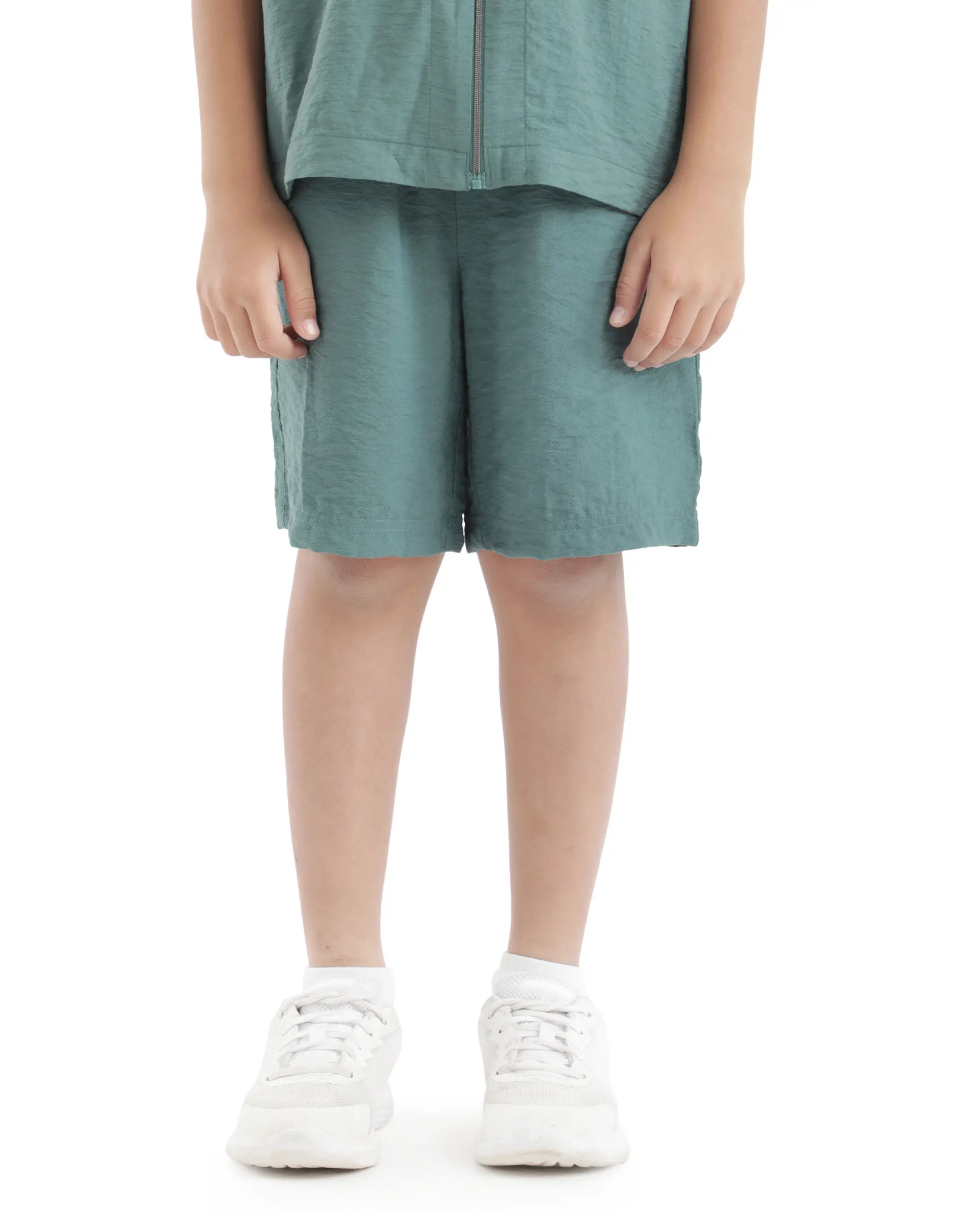 Rare Ones Kids Cosd Green Viscose Fabric Drawstring Closure Solid Shorts - Image 3