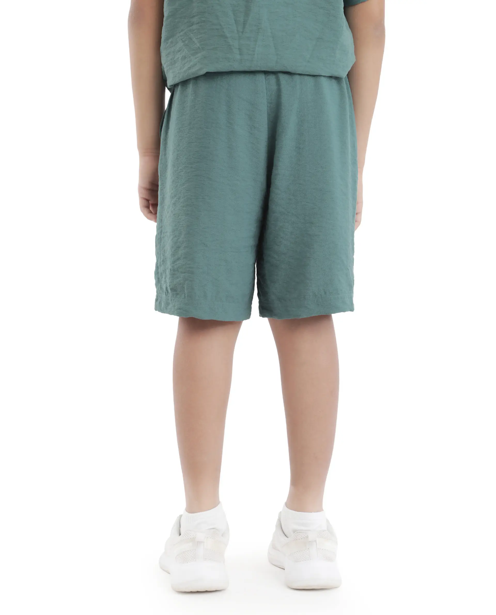 Rare Ones Kids Cosd Green Viscose Fabric Drawstring Closure Solid Shorts - Image 7