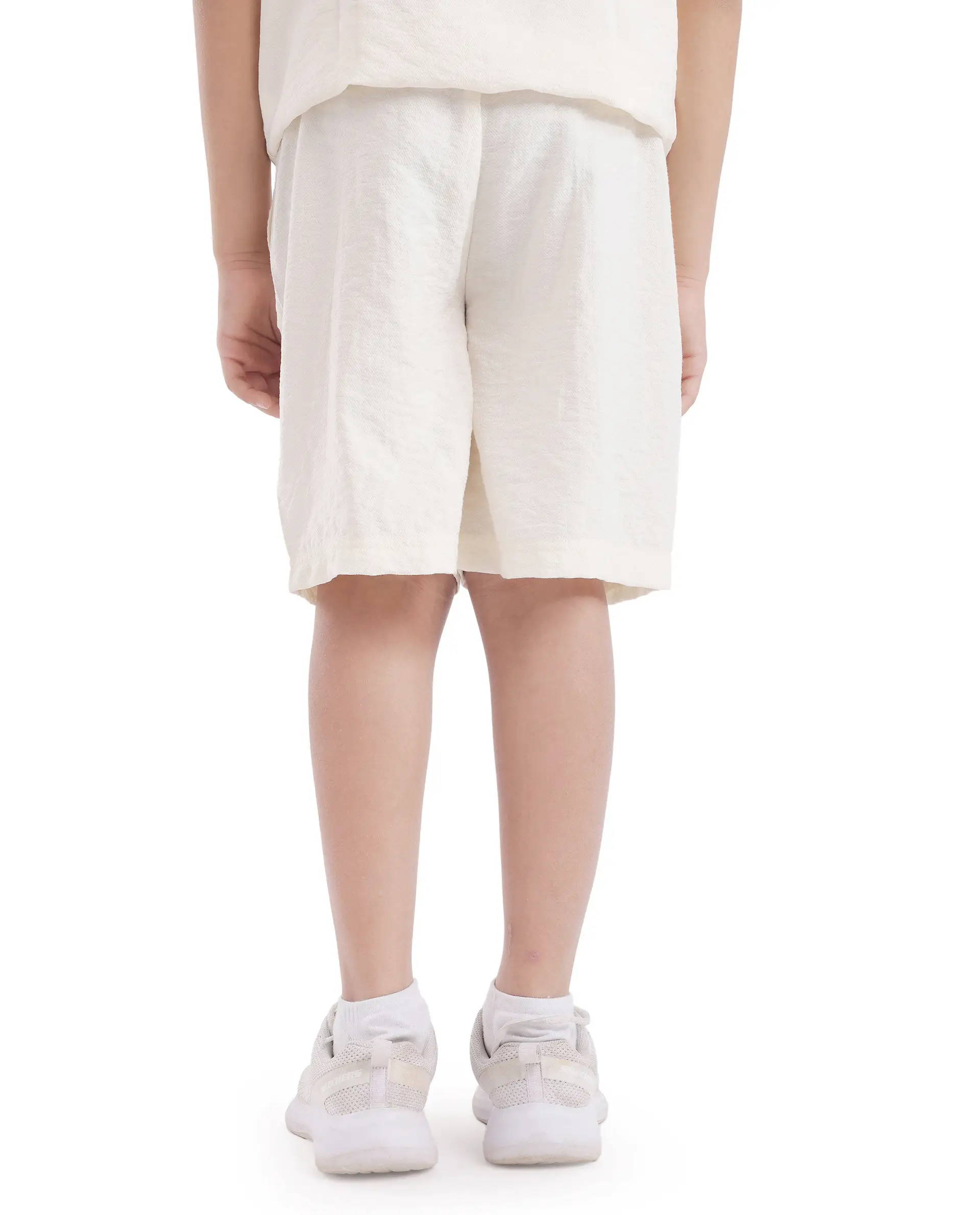 Rare Ones Kids Cosd Off White Viscose Fabric Drawstring Closure Solid Shorts - Image 7