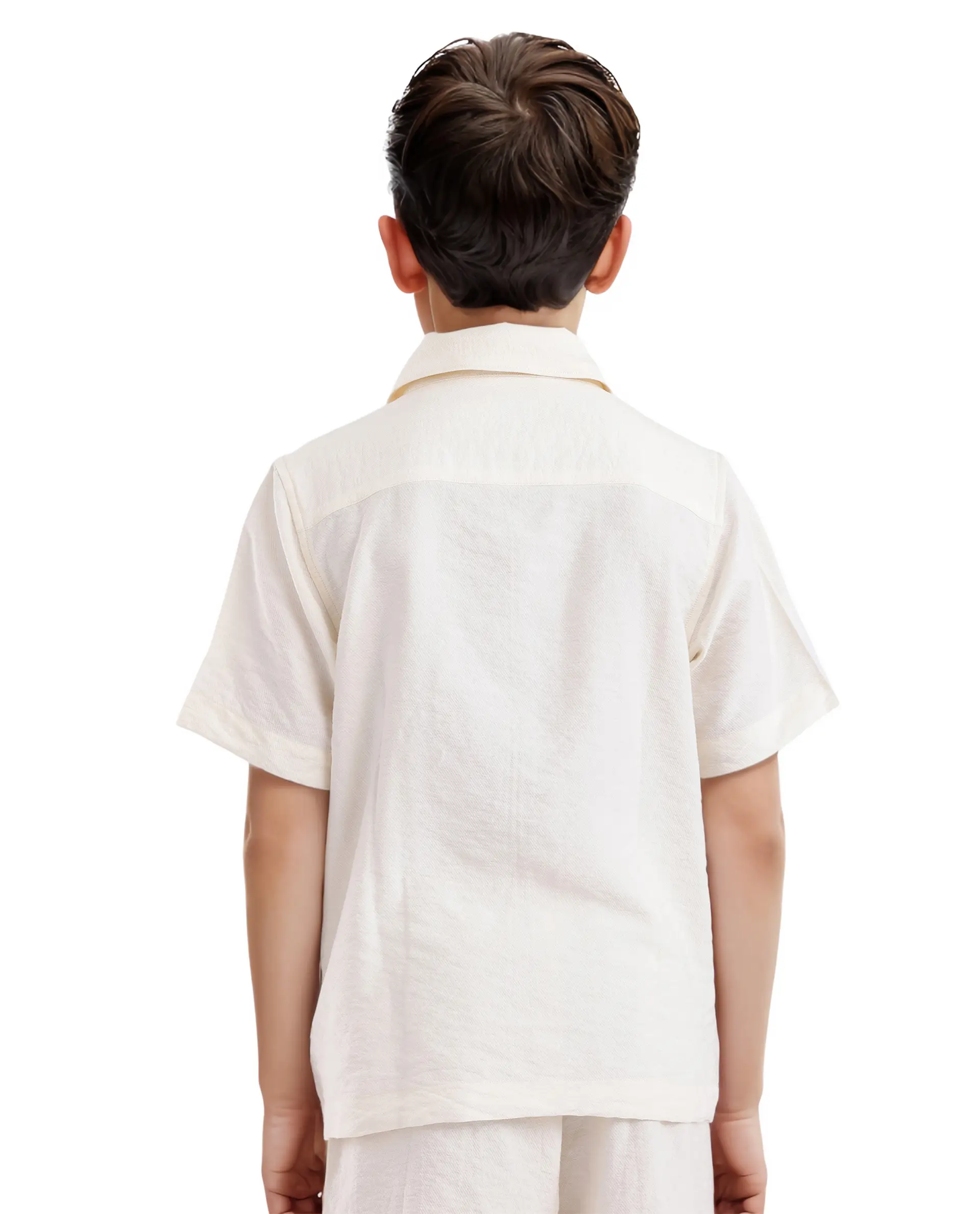 Rare Ones Kids Cose Off White Viscose Half Sleeve Solid Shirt - Image 9