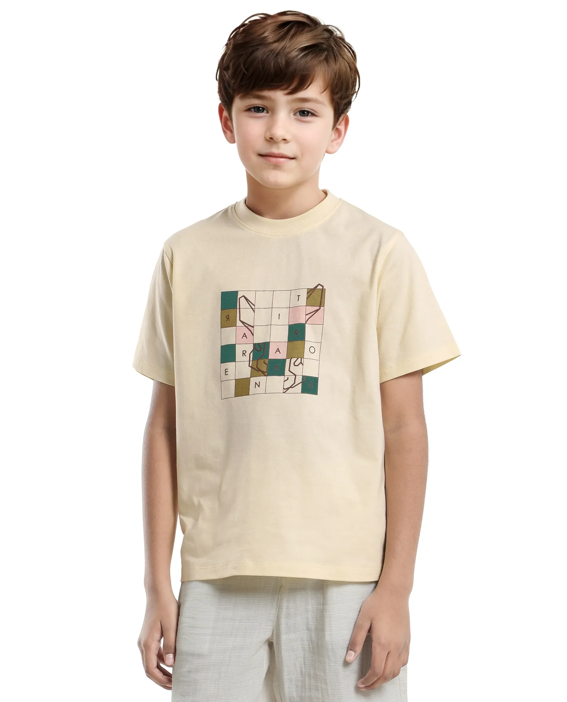 Rare Ones Kids Cove-K Pastel Yellow Cotton Printed Slip-On Regular Fit T-Shirt - Image 5