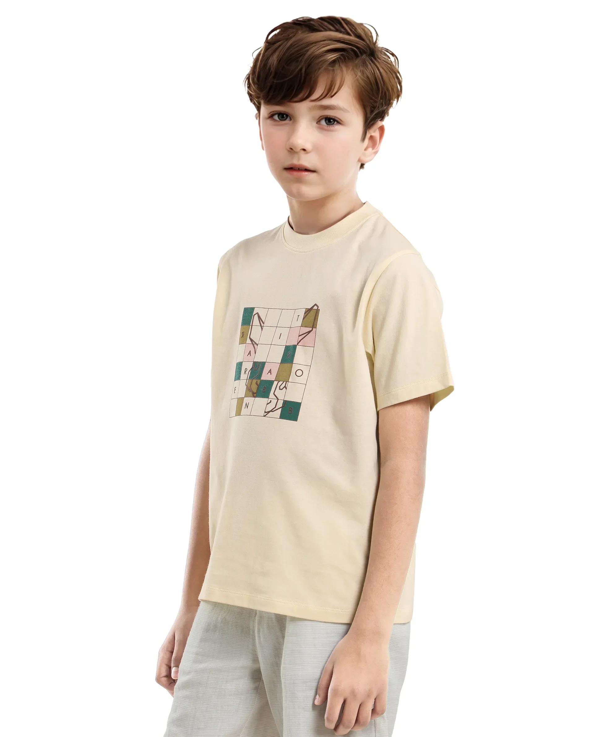 Rare Ones Kids Cove-K Pastel Yellow Cotton Printed Slip-On Regular Fit T-Shirt - Image 6