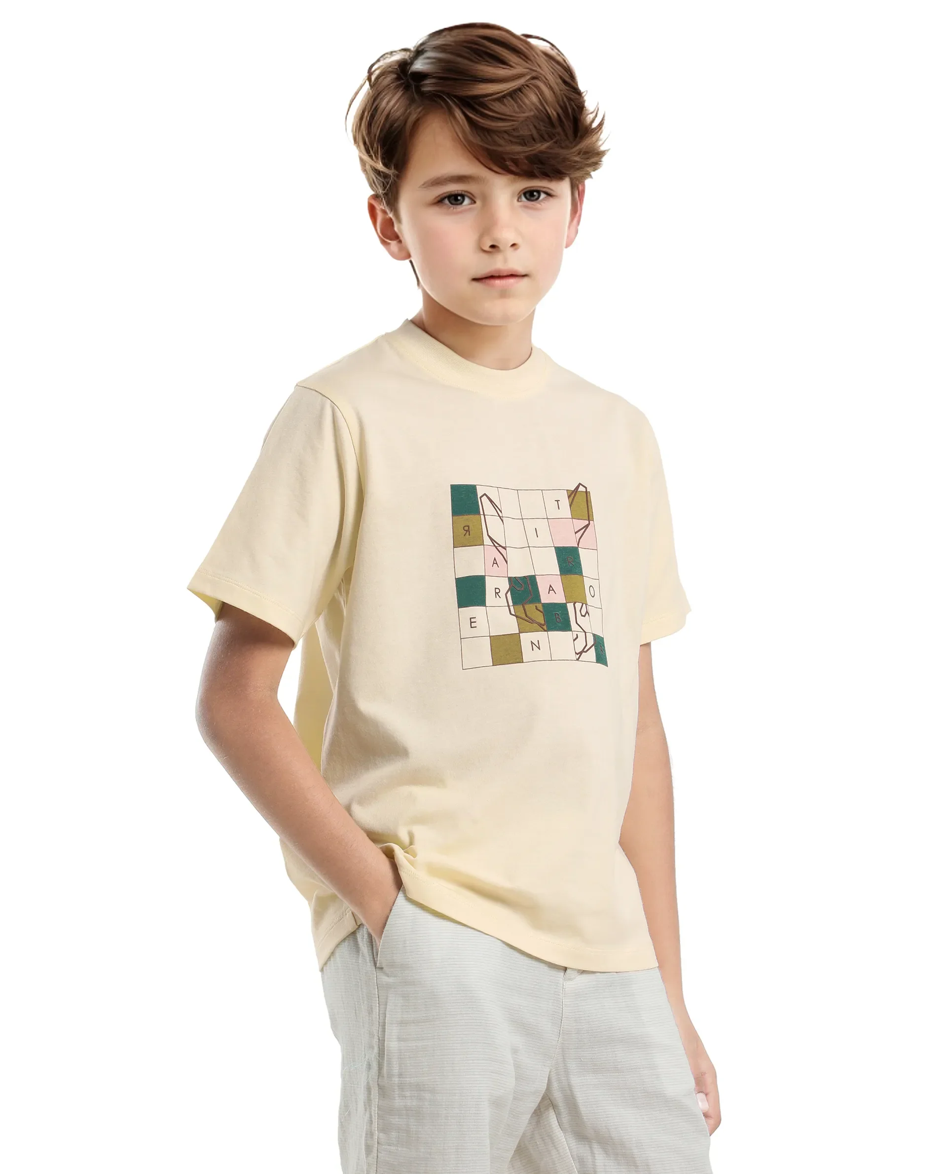 Rare Ones Kids Cove-K Pastel Yellow Cotton Printed Slip-On Regular Fit T-Shirt - Image 7