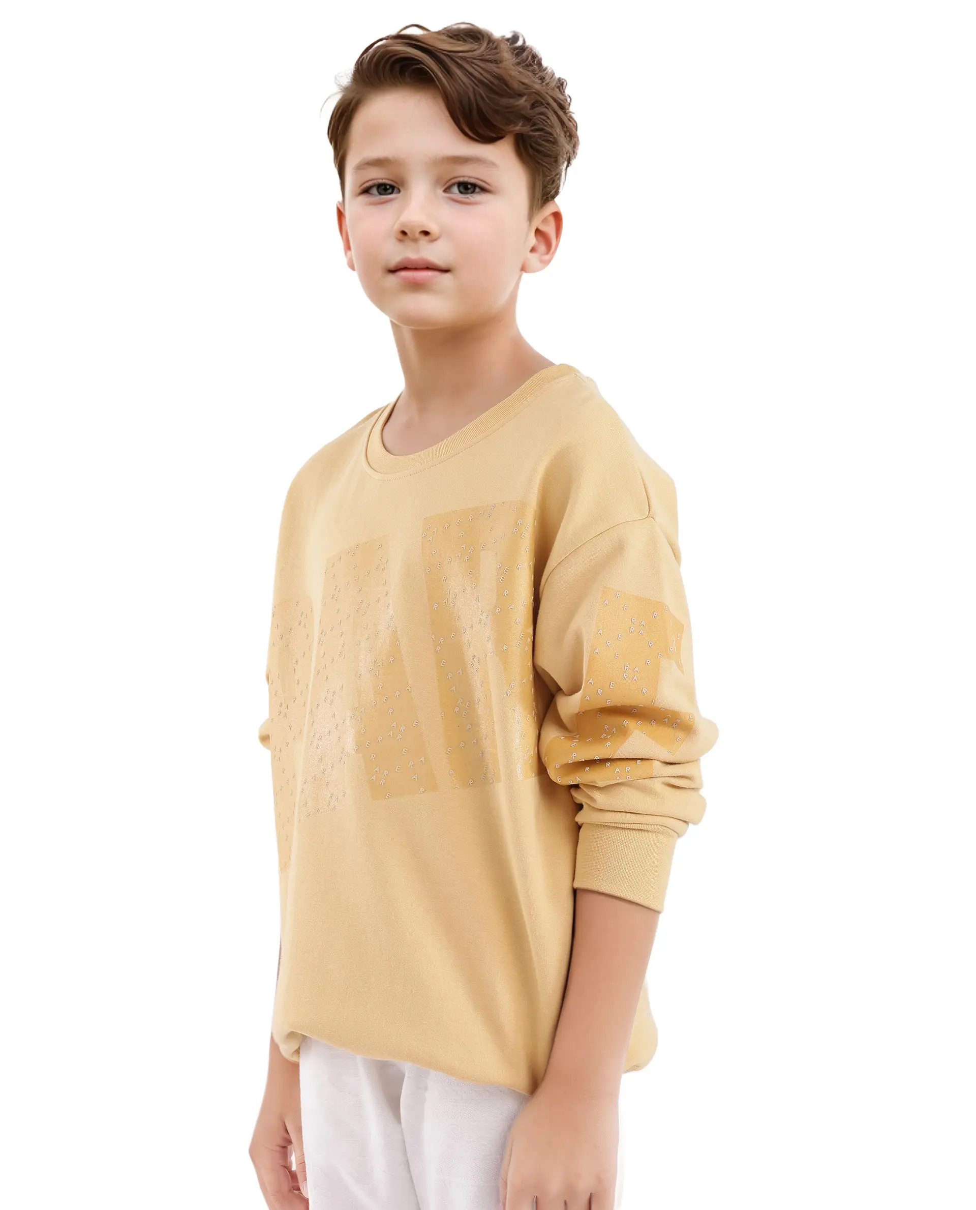 Rare Ones Kids Cramet Yellow Cotton Full Sleeve Gel With Hd Print Sweatshirt - Image 5