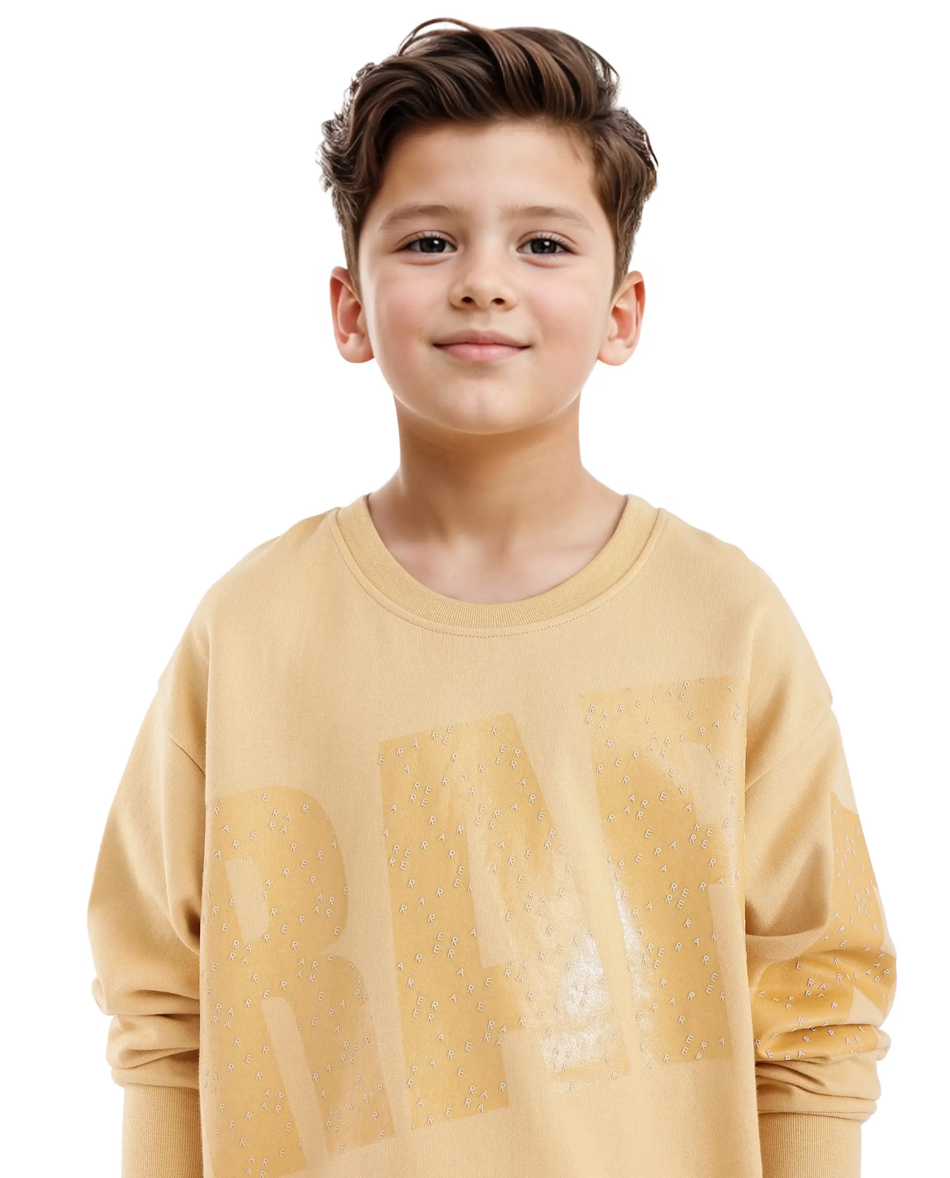 Rare Ones Kids Cramet Yellow Cotton Full Sleeve Gel With Hd Print Sweatshirt - Image 6