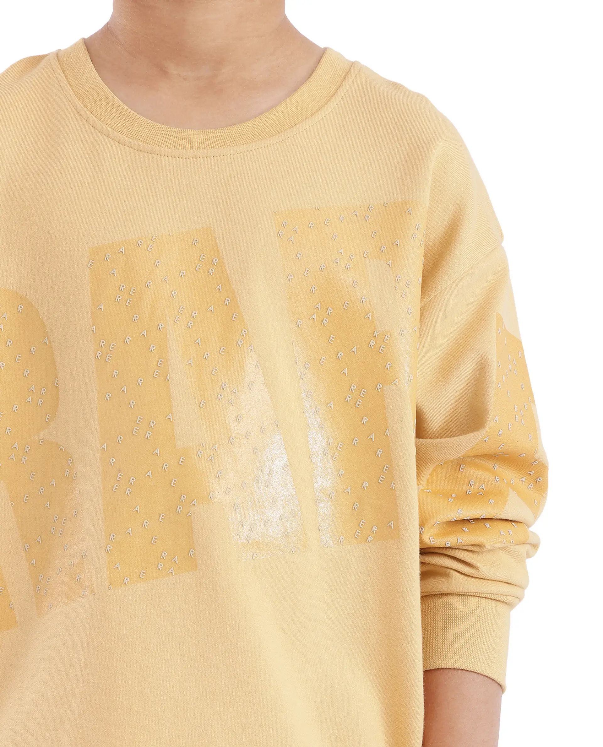 Rare Ones Kids Cramet Yellow Cotton Full Sleeve Gel With Hd Print Sweatshirt - Image 7