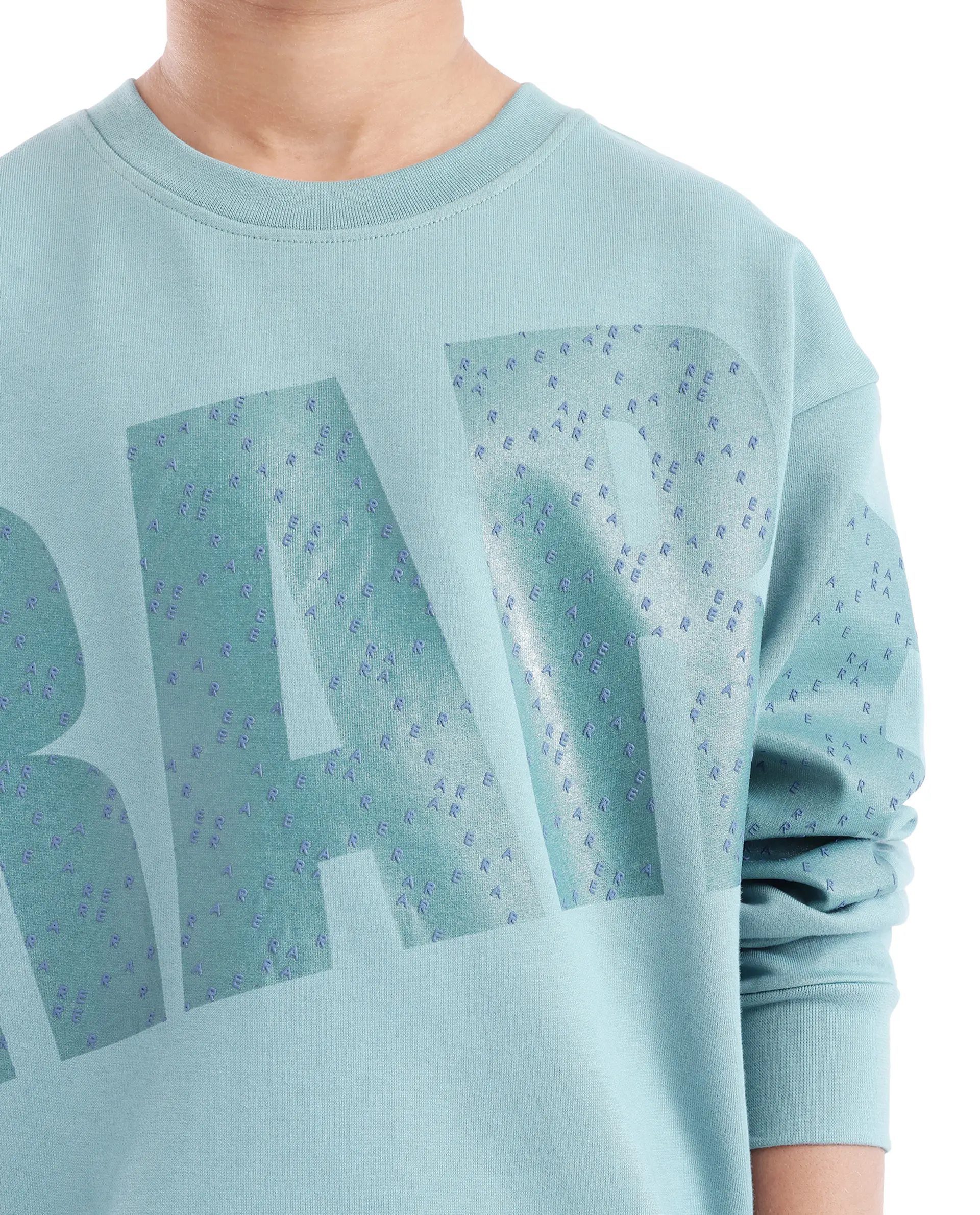 Rare Ones Kids Cramet Turq Cotton Poly Full Sleeve Gel With Hd Print Sweatshirt - Image 4