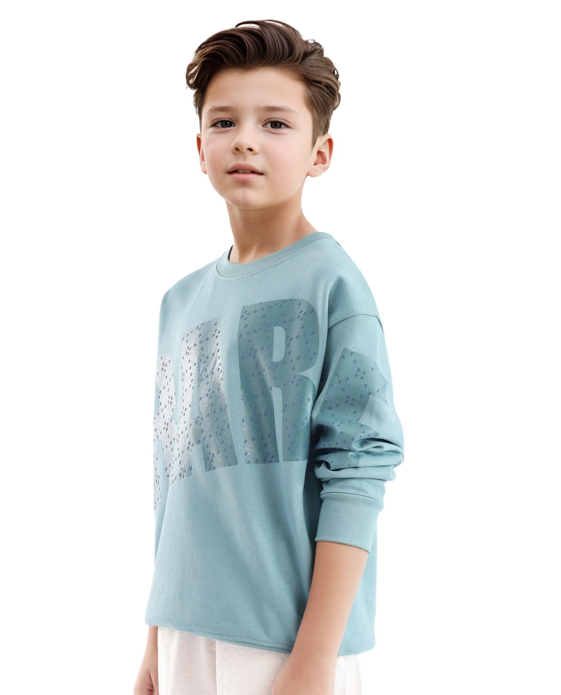Rare Ones Kids Cramet Turq Cotton Poly Full Sleeve Gel With Hd Print Sweatshirt - Image 7