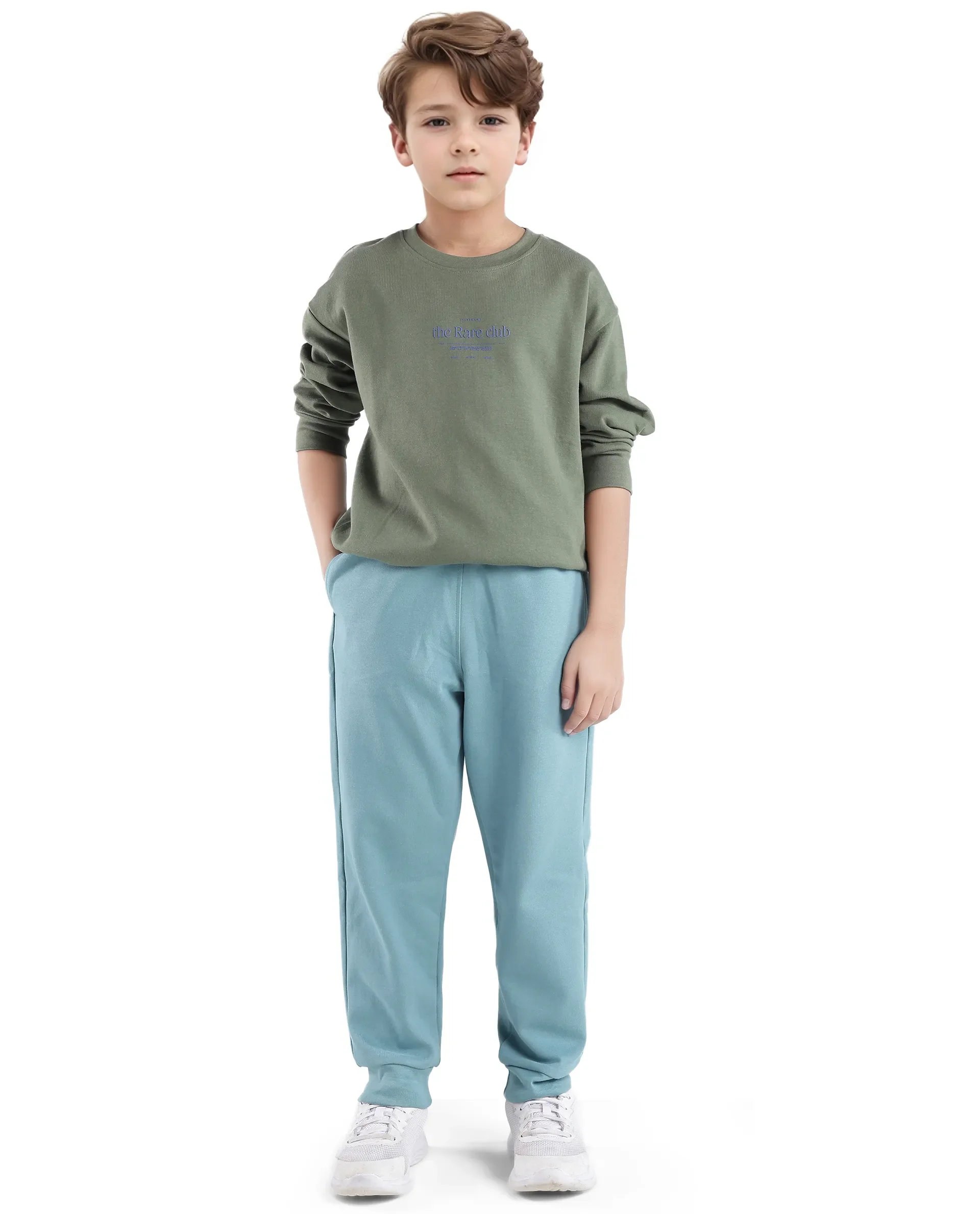 Rare Ones Kids Crat Turq Cotton Poly Solid Trackpant - Image 3