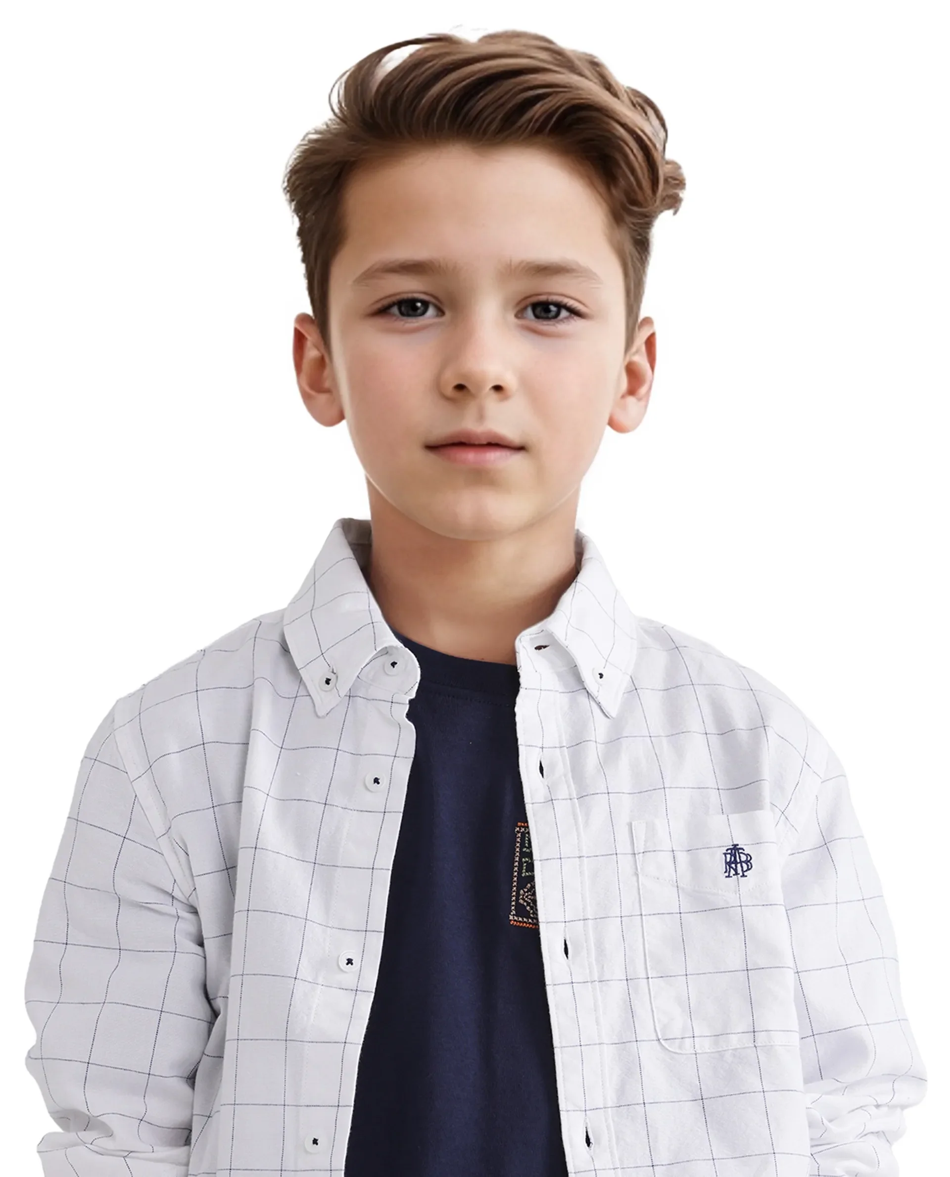 Rare Ones Kids Crew White Cotton Full Sleeves Button Down Collar Regular Fit Checked Shirt - Image 4