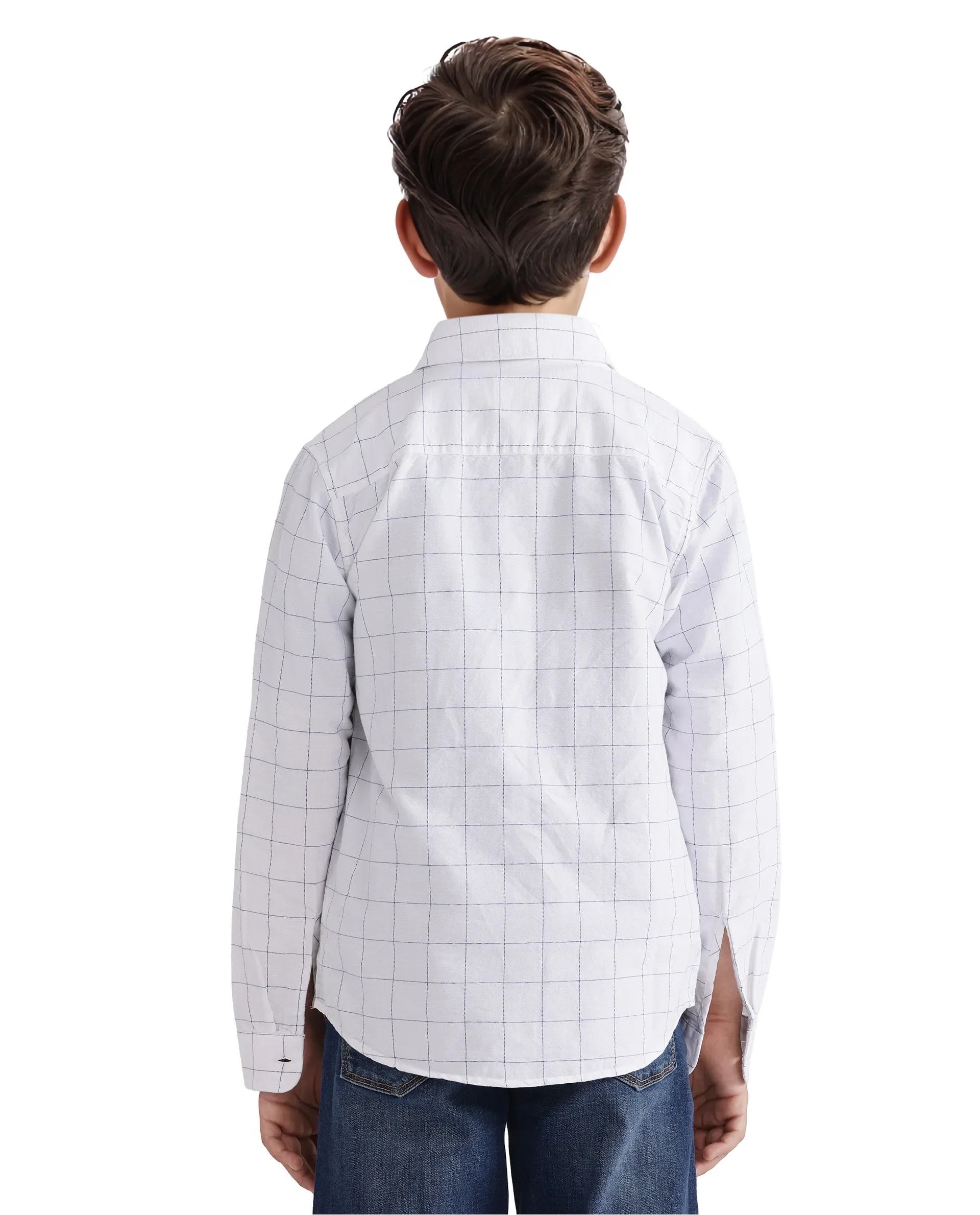 Rare Ones Kids Crew White Cotton Full Sleeves Button Down Collar Regular Fit Checked Shirt - Image 8