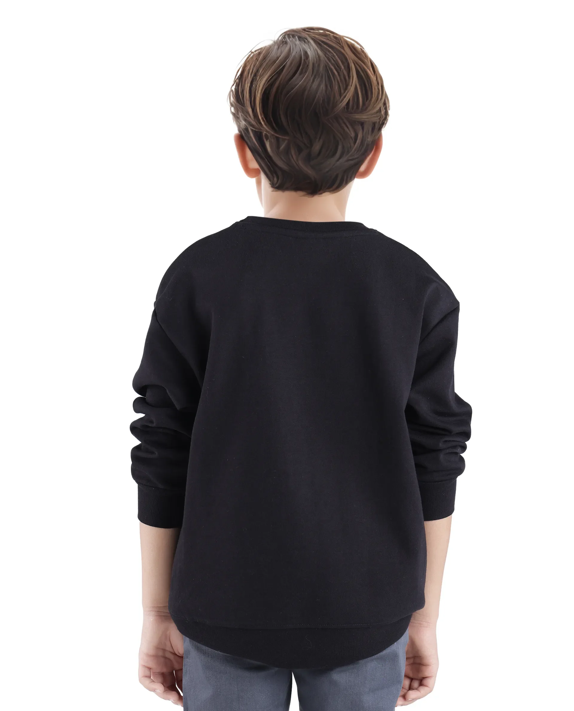 Rare Ones Kids Crocen Black Cotton Full Sleeve Crew Neck Hd Print Monogram Sweatshirt - Image 8