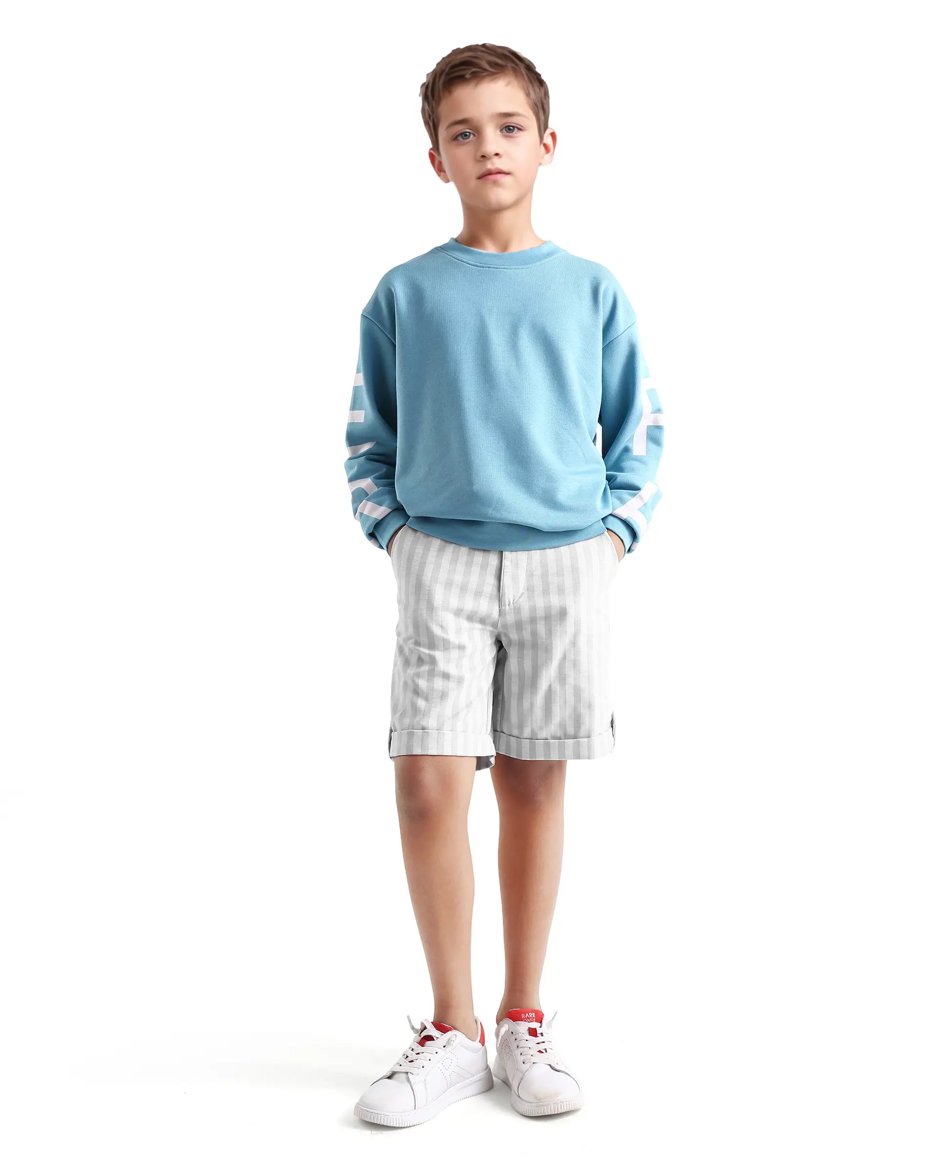Rare Ones Kids Danni Light Green Polyester Striped Drawstring Closure Regular Fit Shorts - Image 4