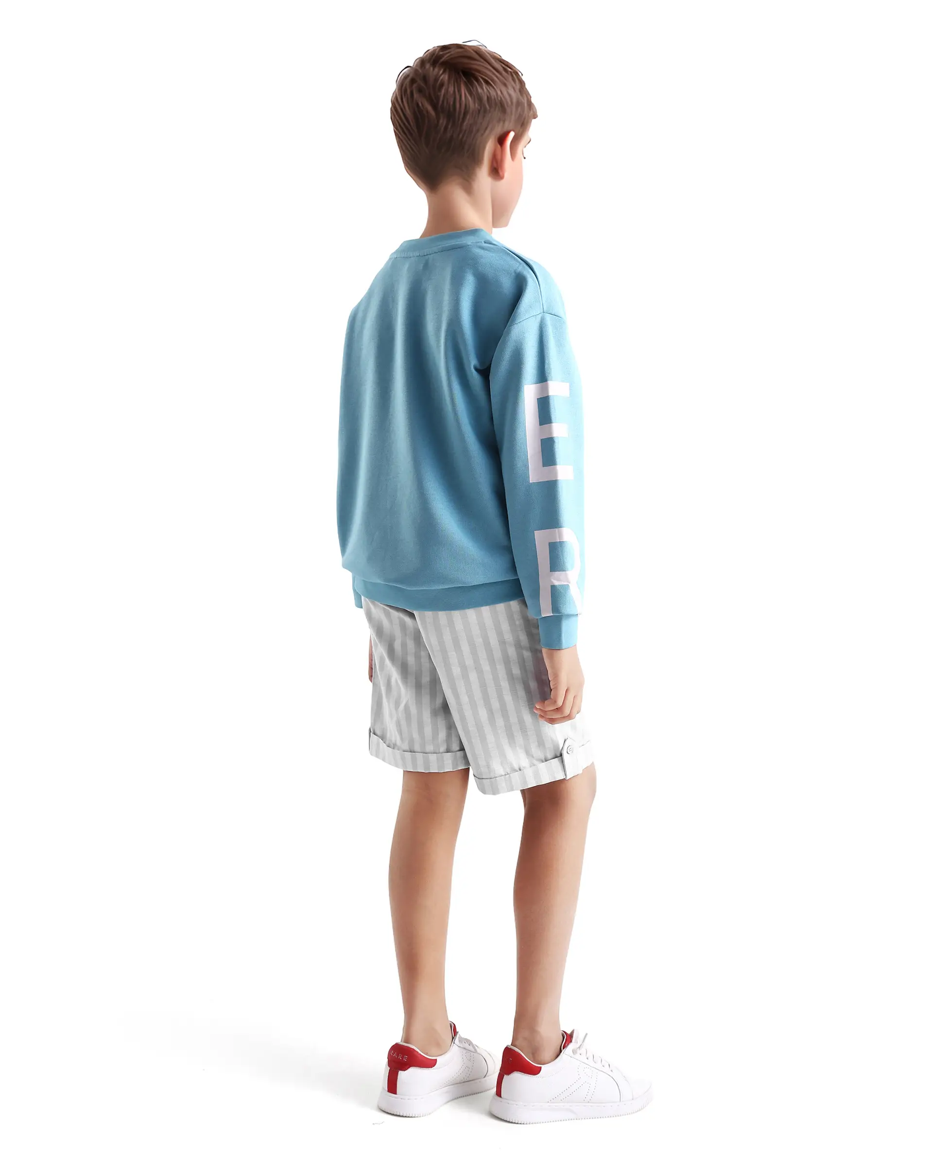 Rare Ones Kids Danni Light Green Polyester Striped Drawstring Closure Regular Fit Shorts - Image 7