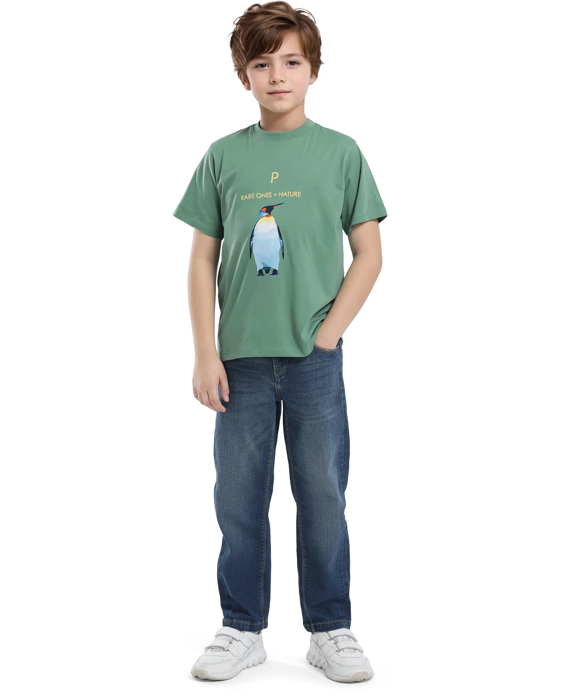 Rare Ones Kids Dawn Green Cotton Half Sleeve Solid Slip-On Closure Regular Fit T-Shirt - Image 2