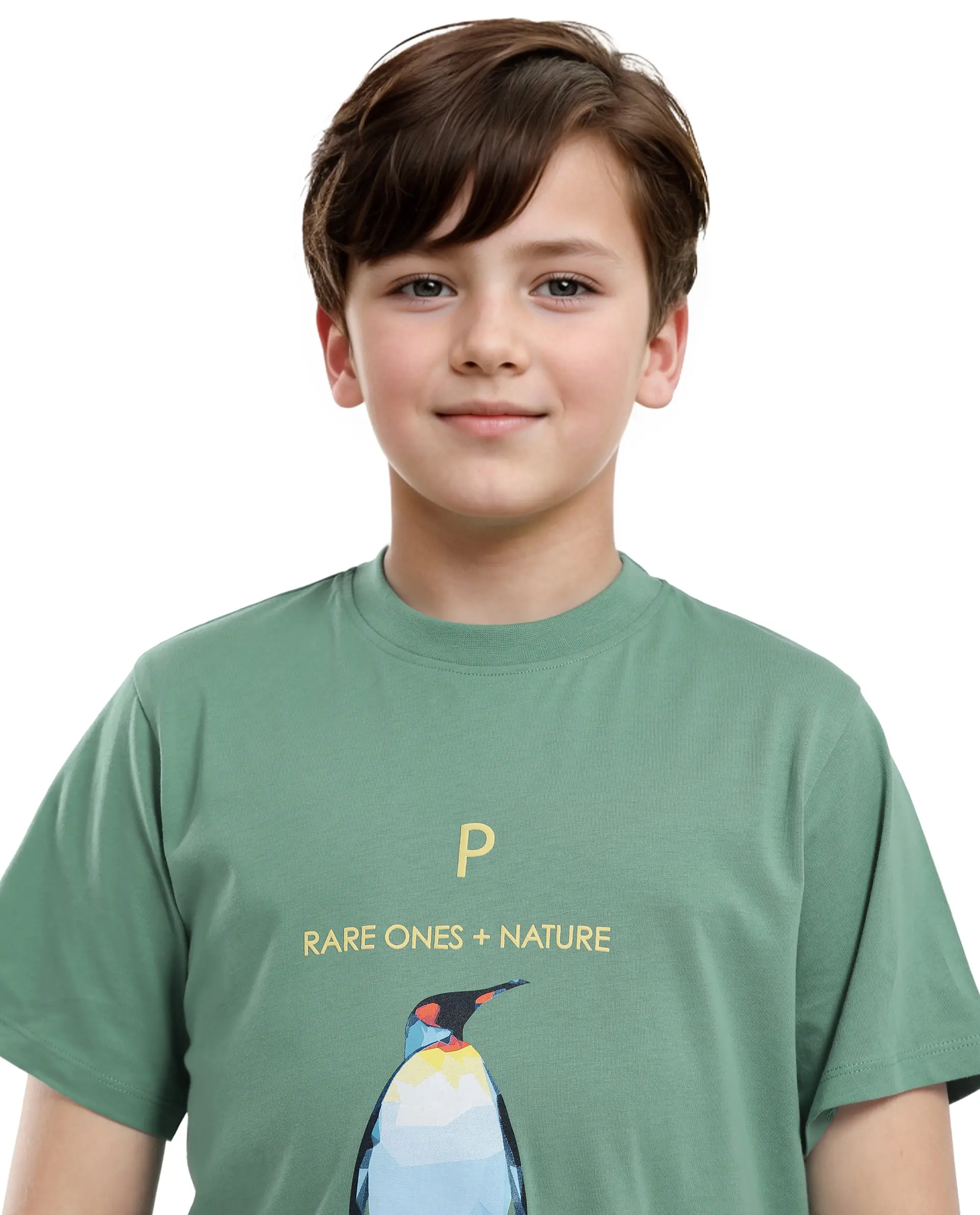 Rare Ones Kids Dawn Green Cotton Half Sleeve Solid Slip-On Closure Regular Fit T-Shirt - Image 3
