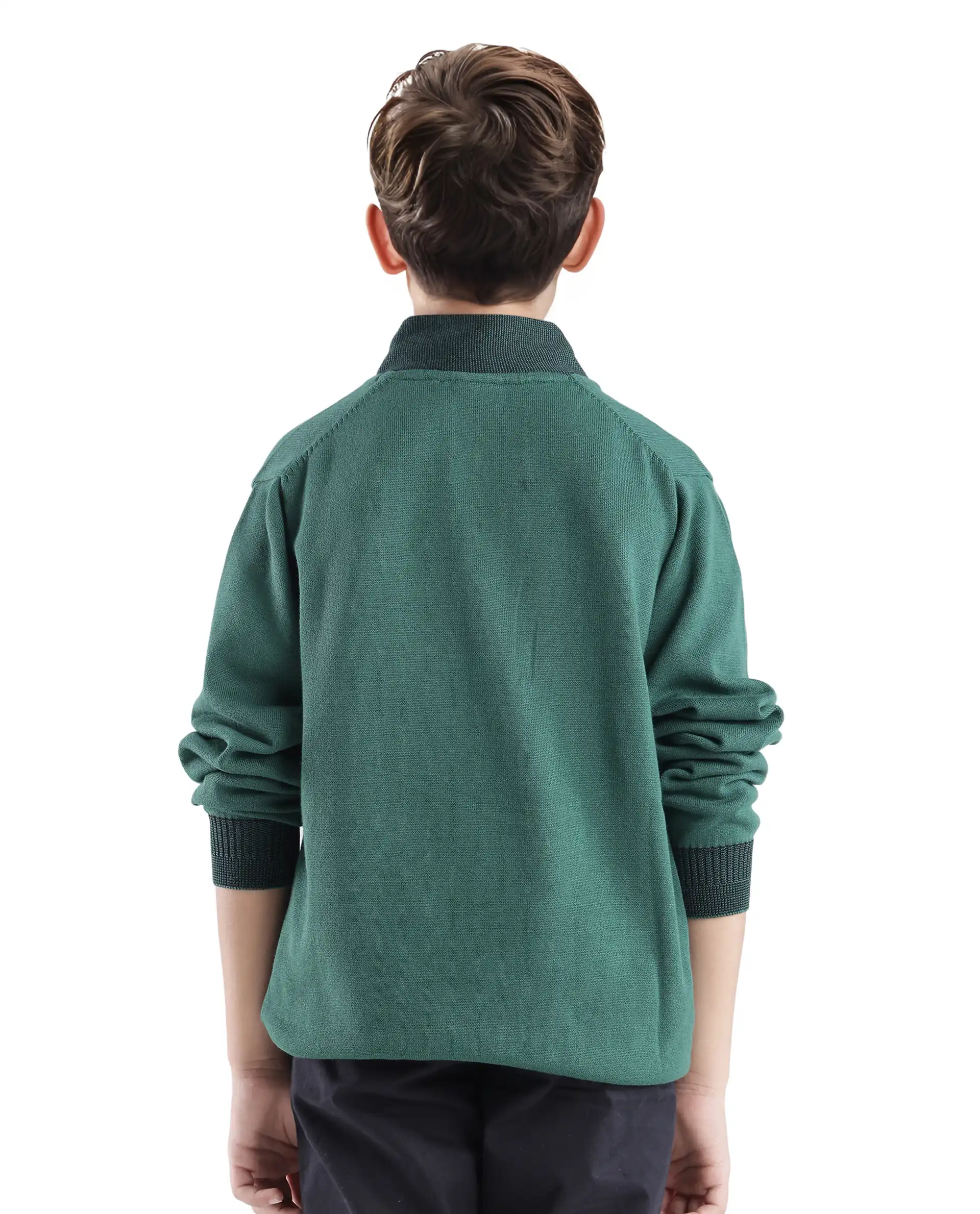 Rare Ones Kids Denv Dark Green (Teal) Full Sleeve Casual Zipper Regular Sweater - Image 3
