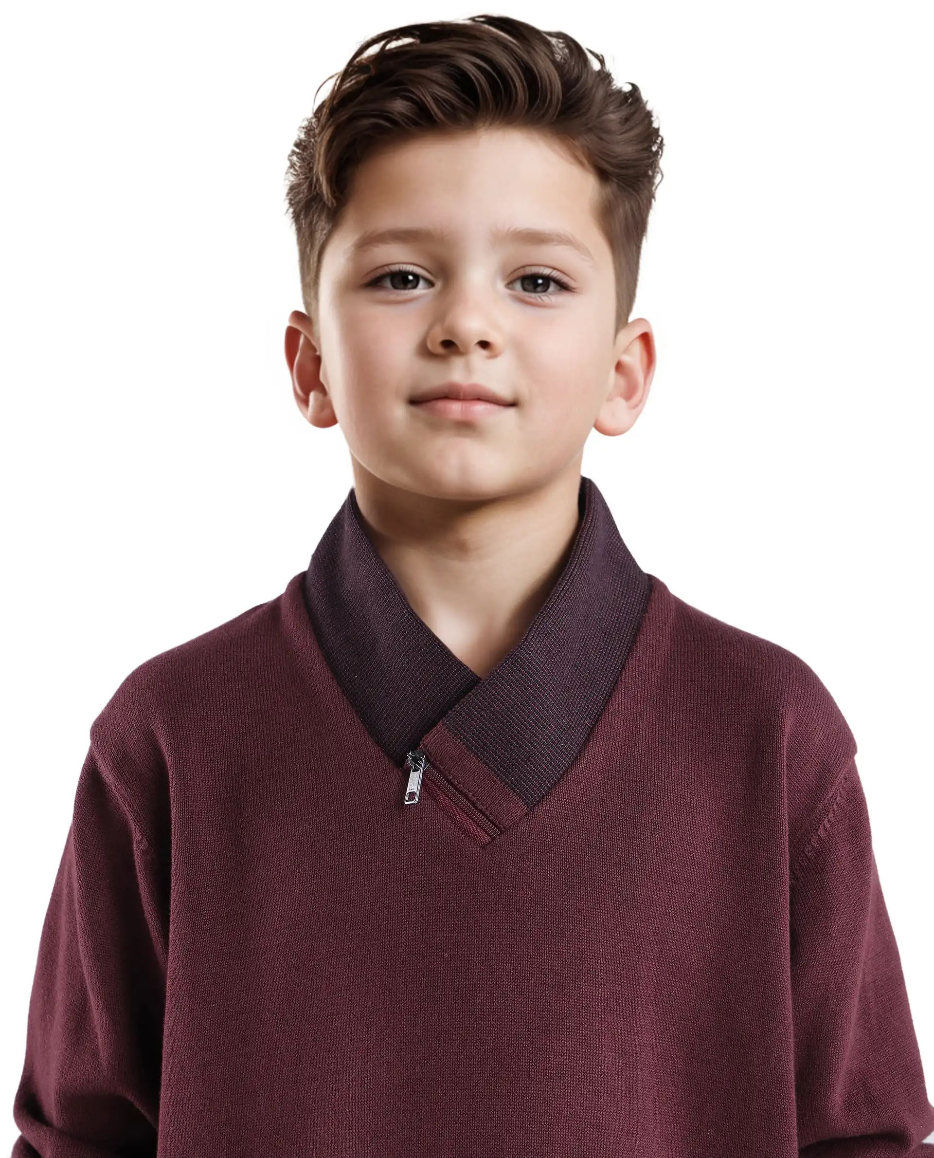 Rare Ones Kids Denv Maroon Full Sleeve Casual Zipper Regular Sweater - Image 6