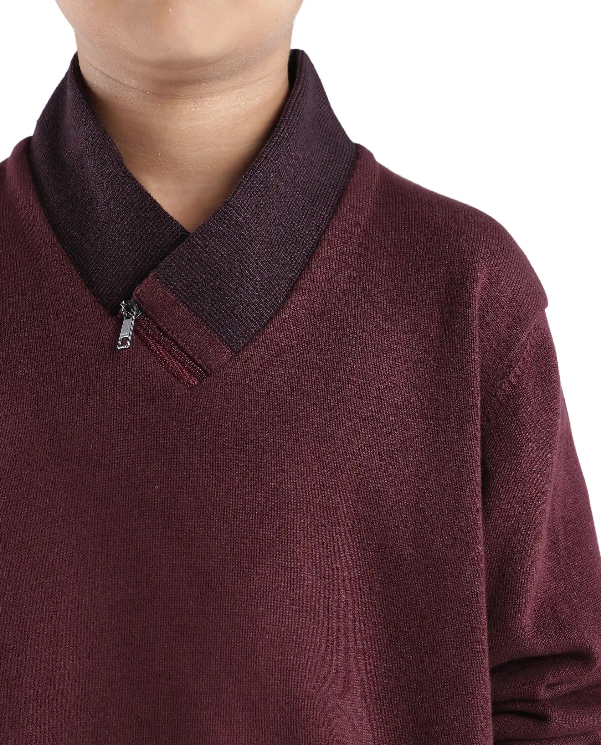 Rare Ones Kids Denv Maroon Full Sleeve Casual Zipper Regular Sweater - Image 7