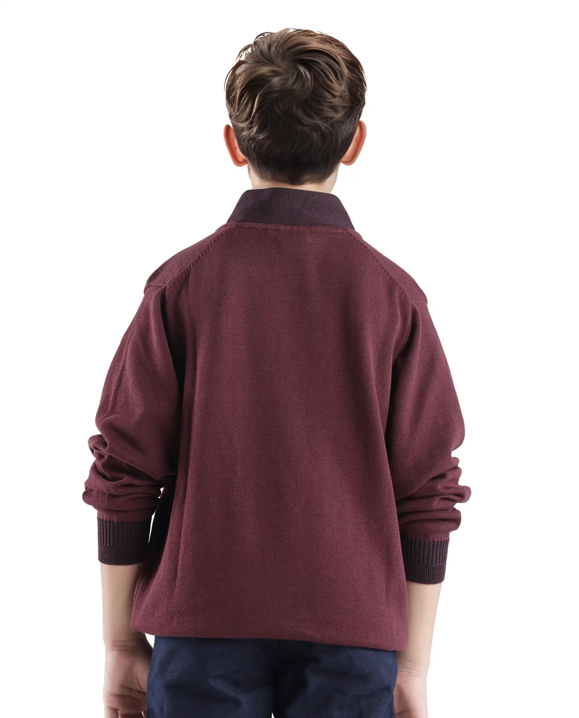 Rare Ones Kids Denv Maroon Full Sleeve Casual Zipper Regular Sweater - Image 8