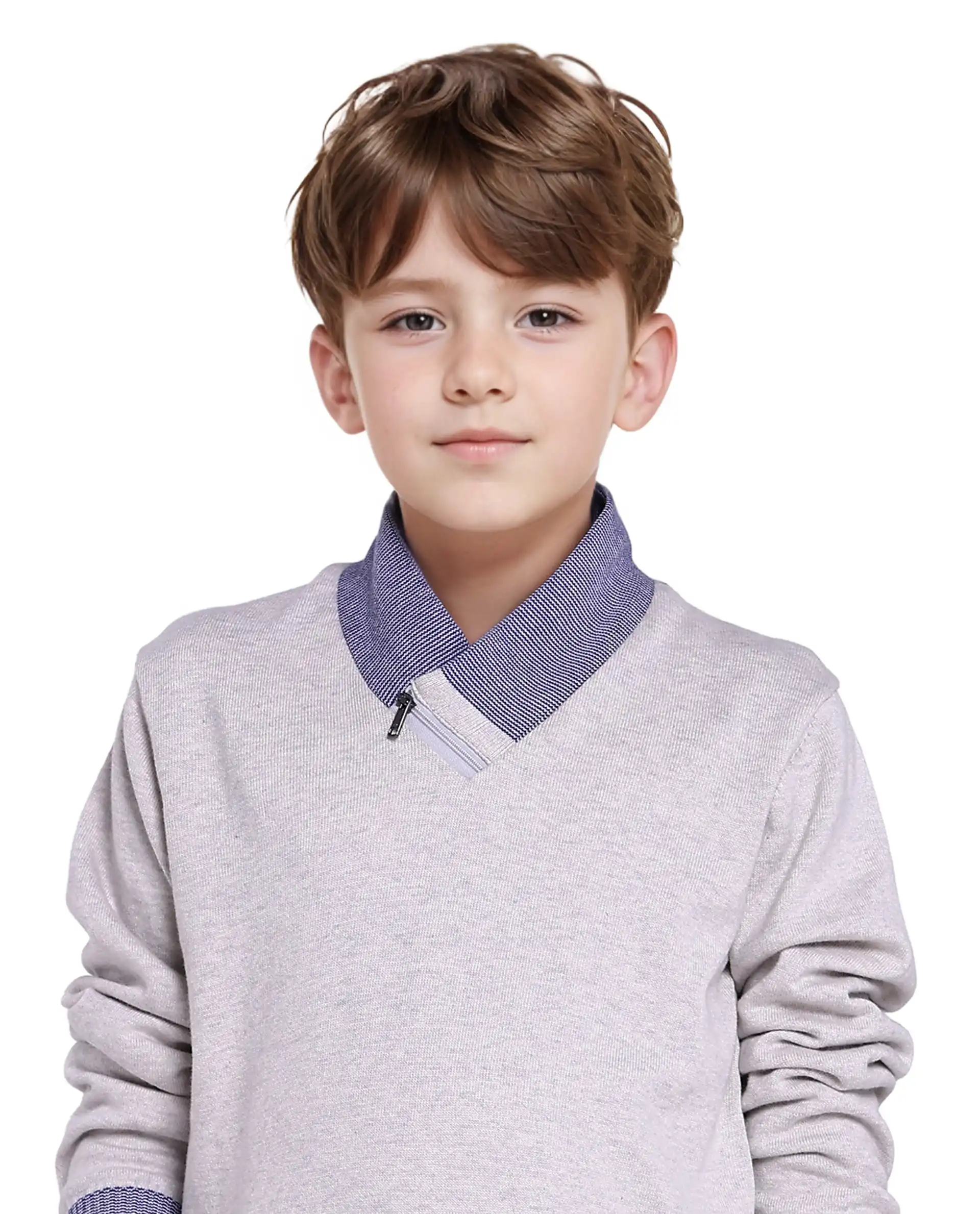Rare Ones Kids Denv Melange Grey Full Sleeve Casual Zipper Regular Sweater - Image 3