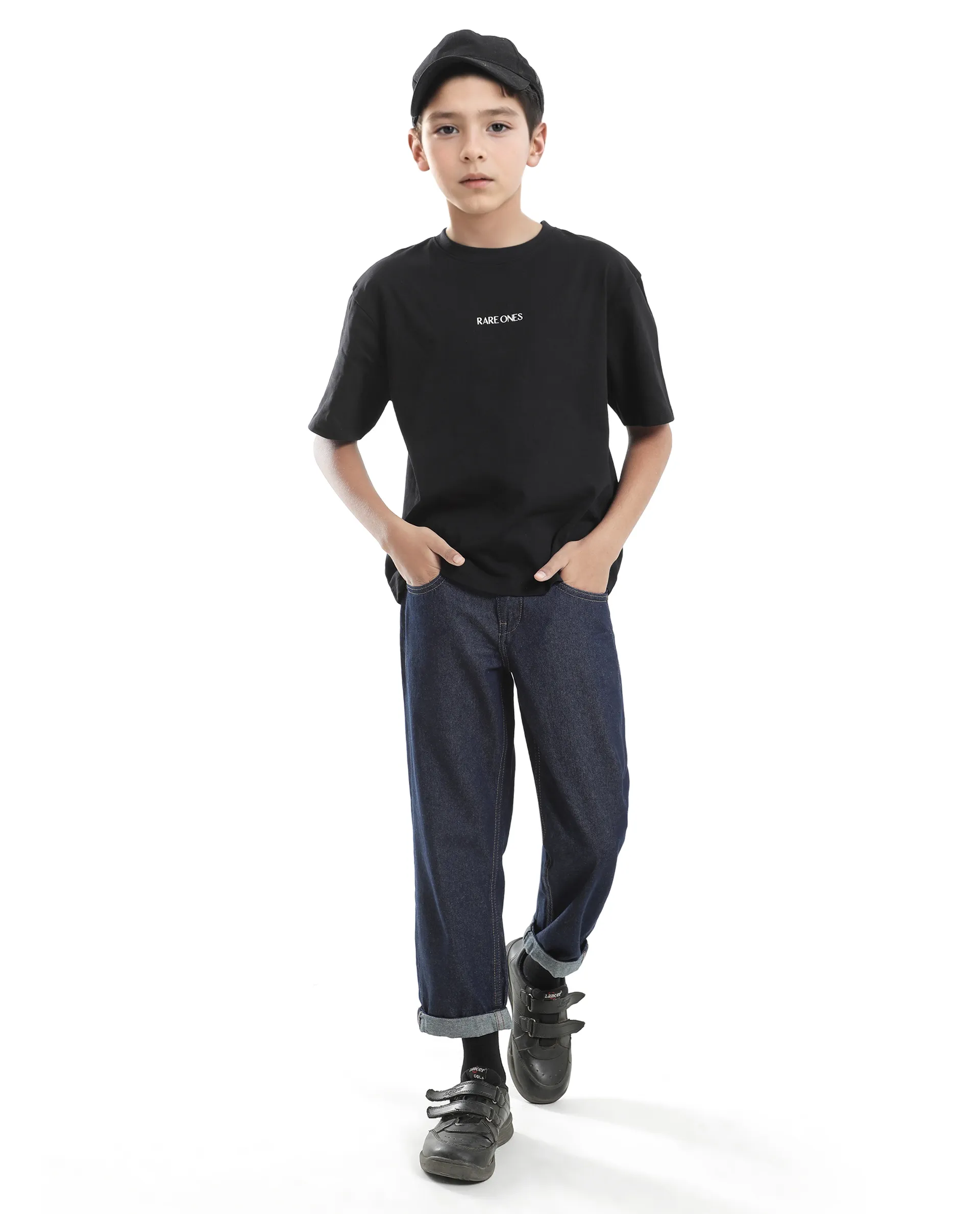 Rare Ones Kids Derion-K Black Cotton Solid Slip-On Oversized Fit T-Shirt - Image 2
