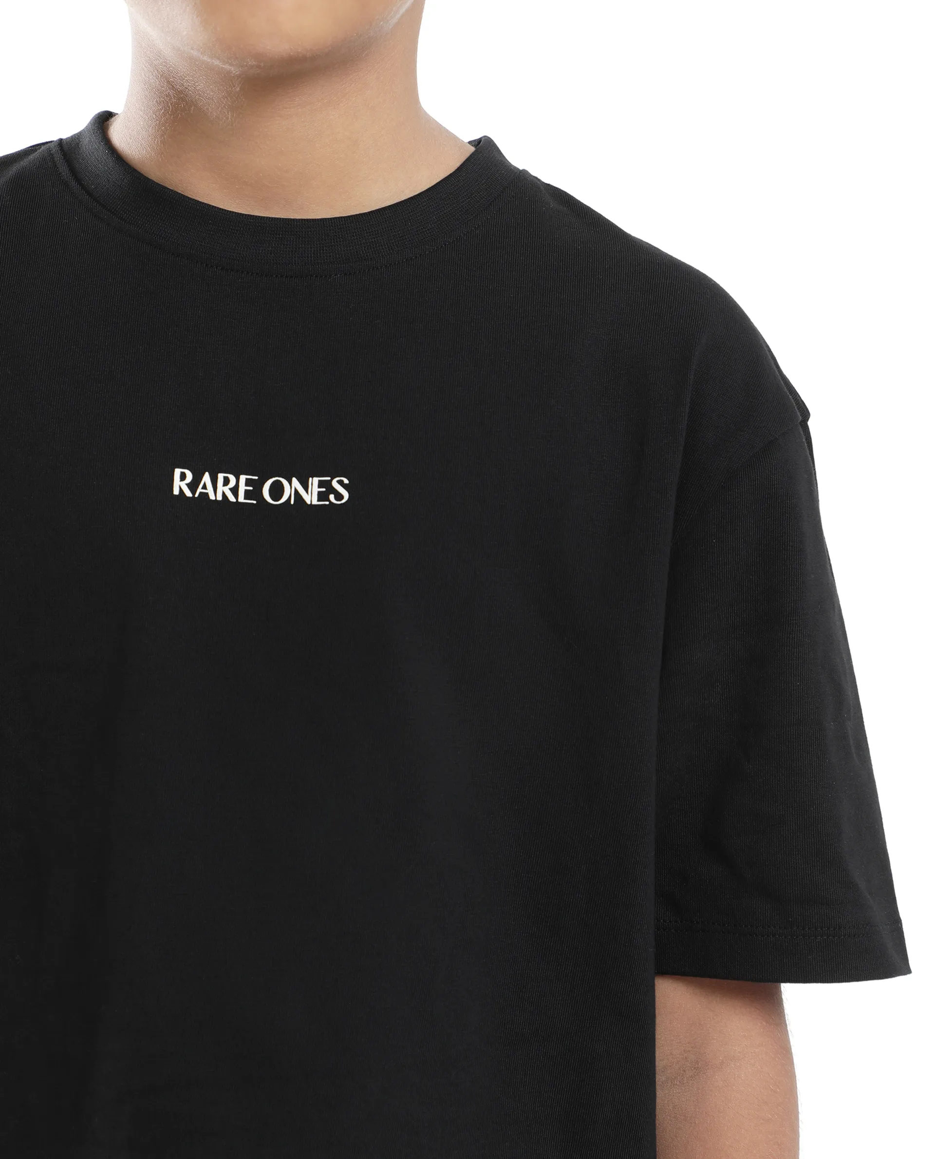 Rare Ones Kids Derion-K Black Cotton Solid Slip-On Oversized Fit T-Shirt - Image 5