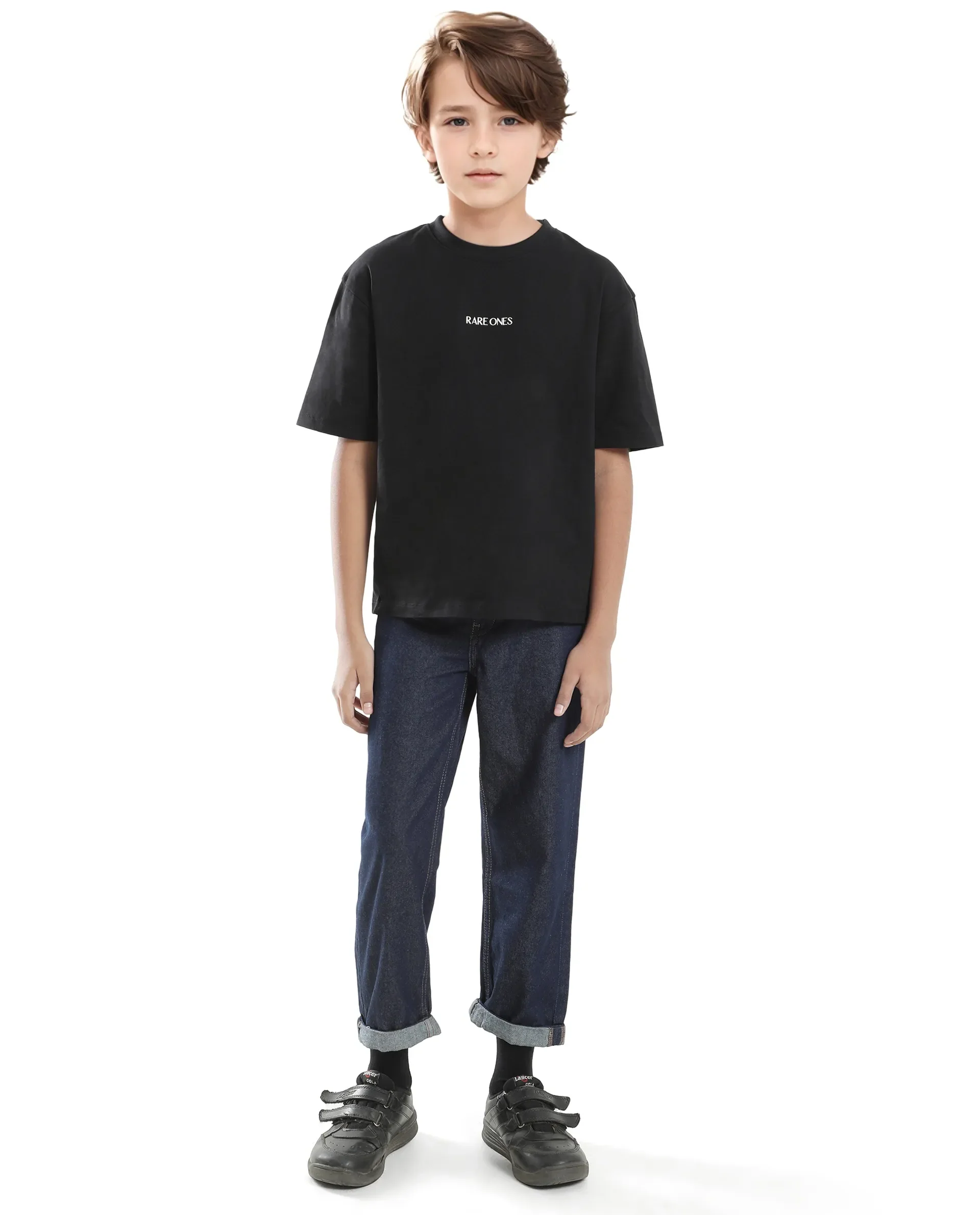 Rare Ones Kids Derion-K Black Cotton Solid Slip-On Oversized Fit T-Shirt - Image 6