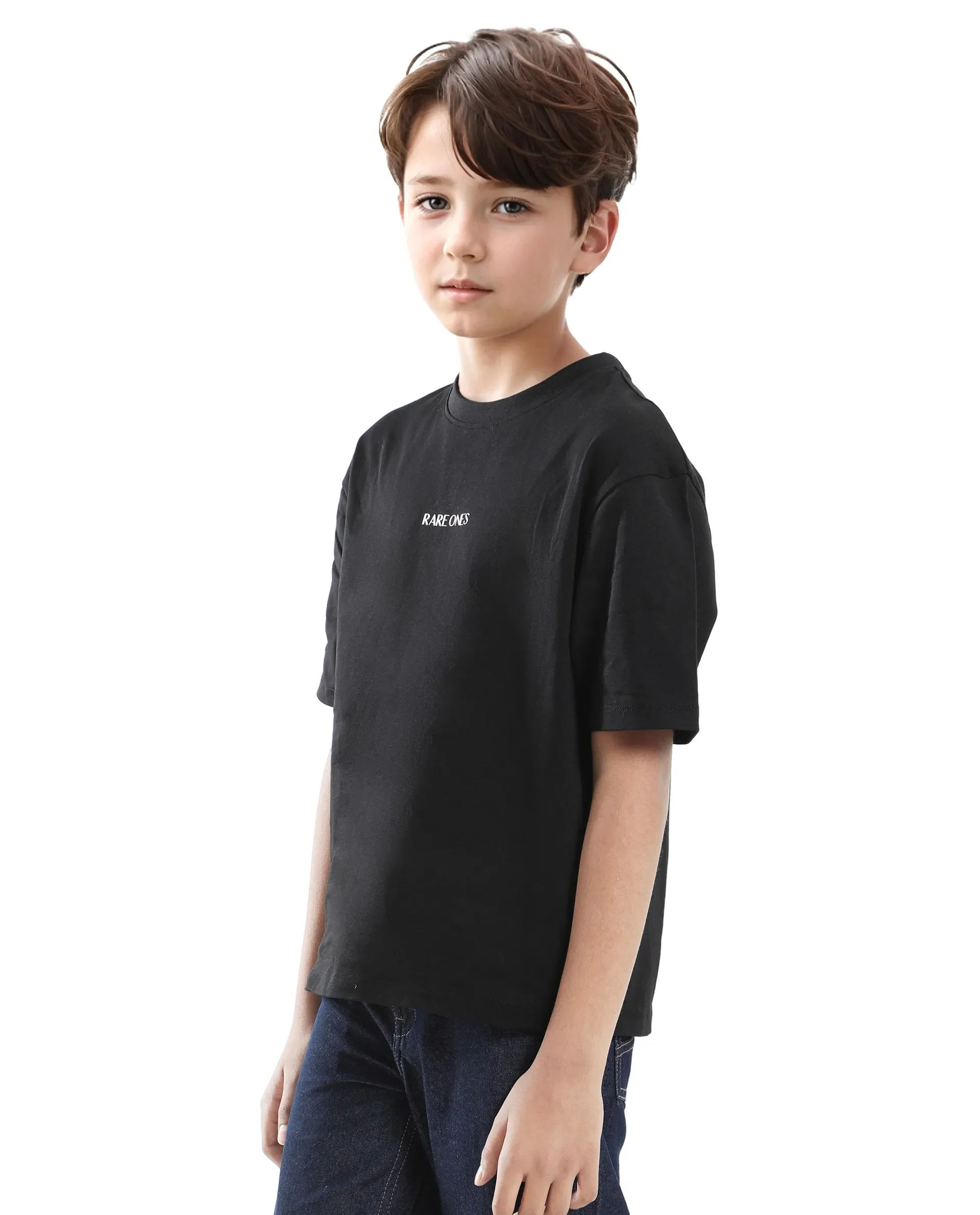 Rare Ones Kids Derion-K Black Cotton Solid Slip-On Oversized Fit T-Shirt - Image 7
