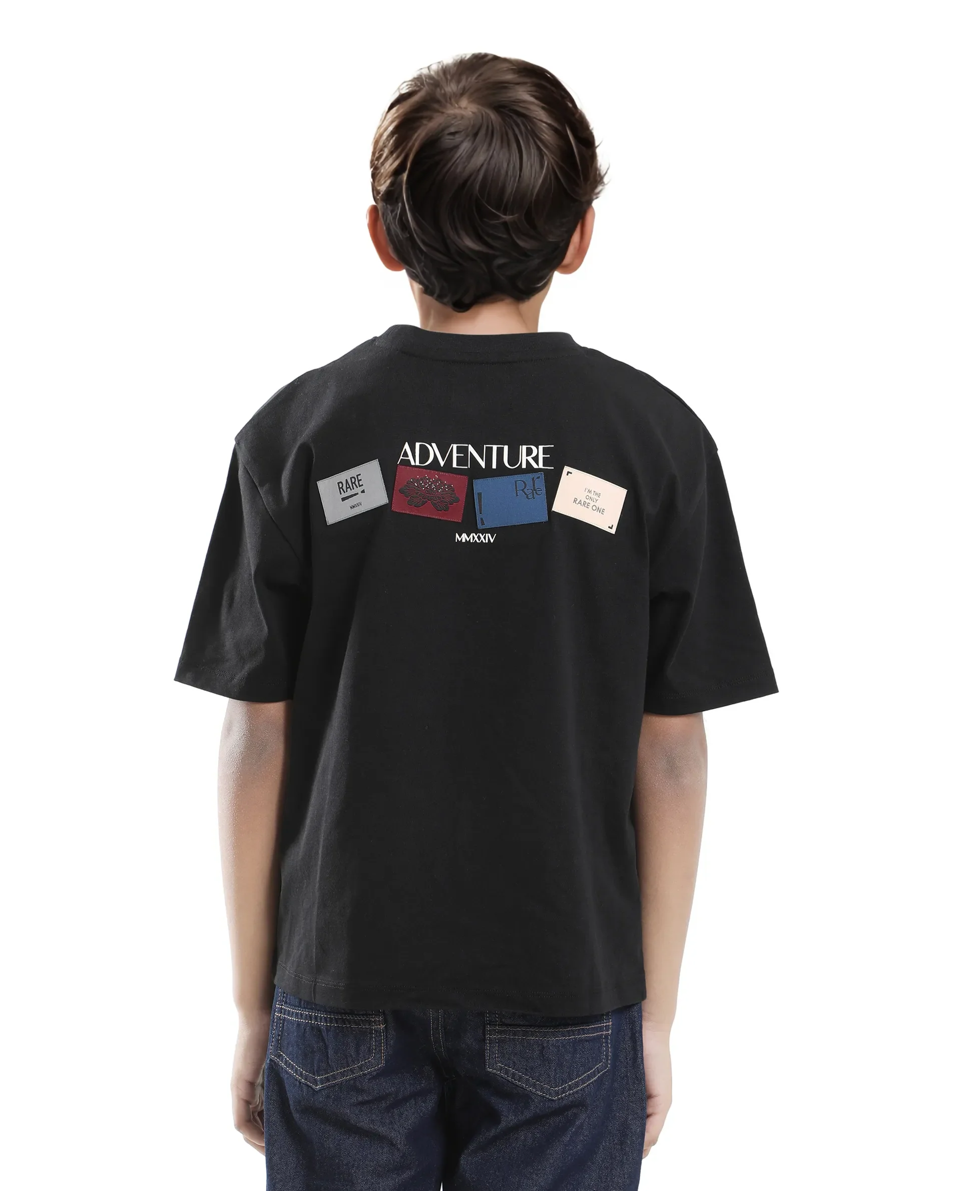 Rare Ones Kids Derion-K Black Cotton Solid Slip-On Oversized Fit T-Shirt - Image 9