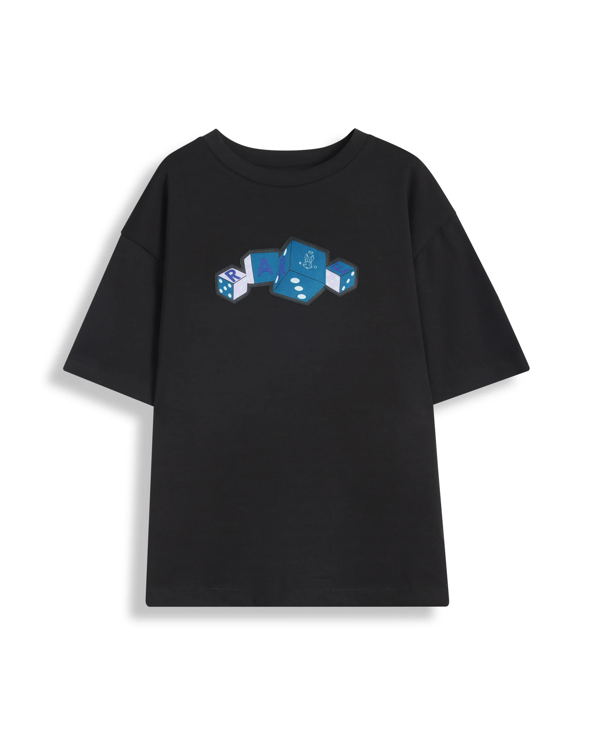 Rare Ones Kids Dice Black Cotton Half Sleeves Crew Neck Boxy Fit Applique Print T-Shirt - Image 2