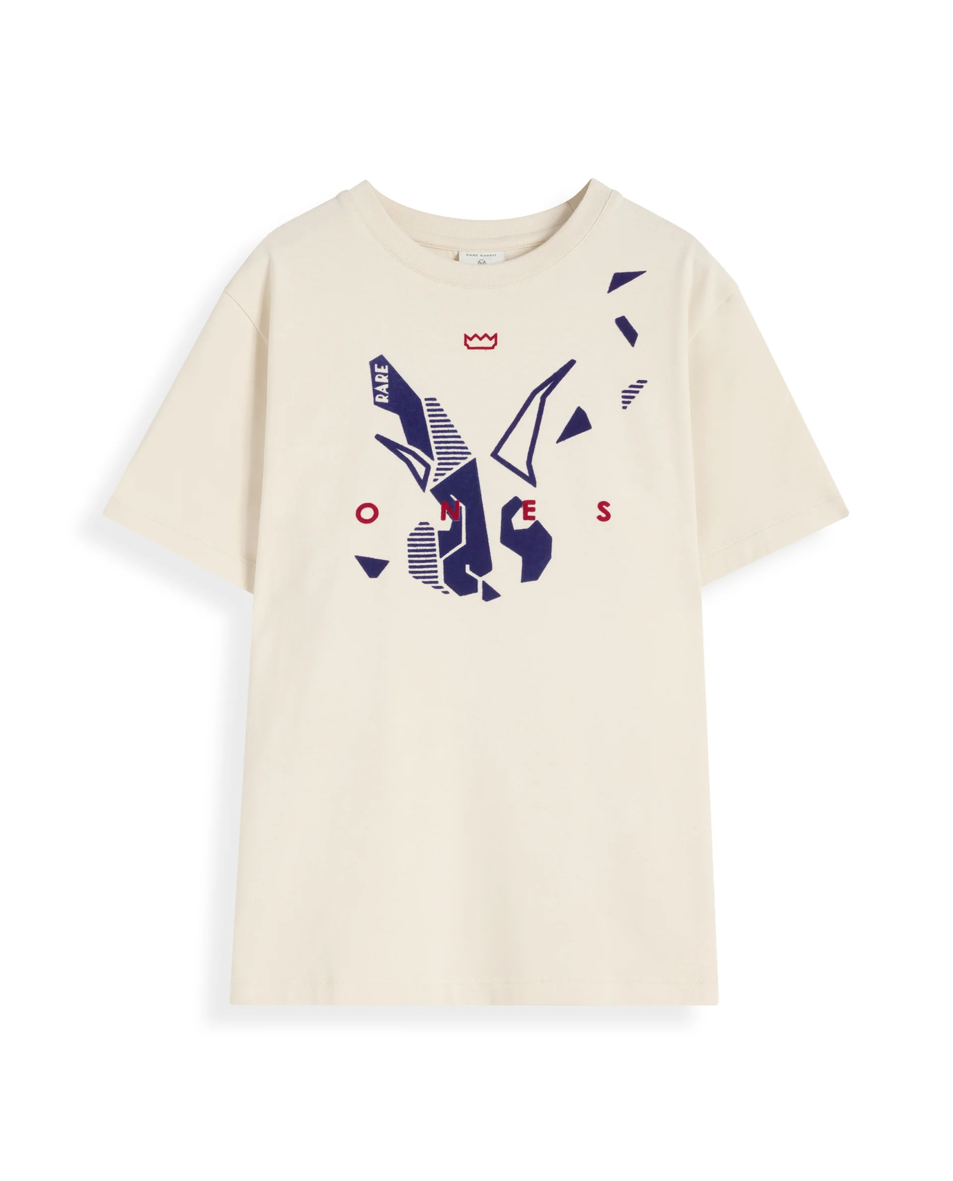 Rare Ones Kids Div Off White Cotton Short Sleeve Crew Neck Regular Fit Flock Print T-Shirt - Image 2