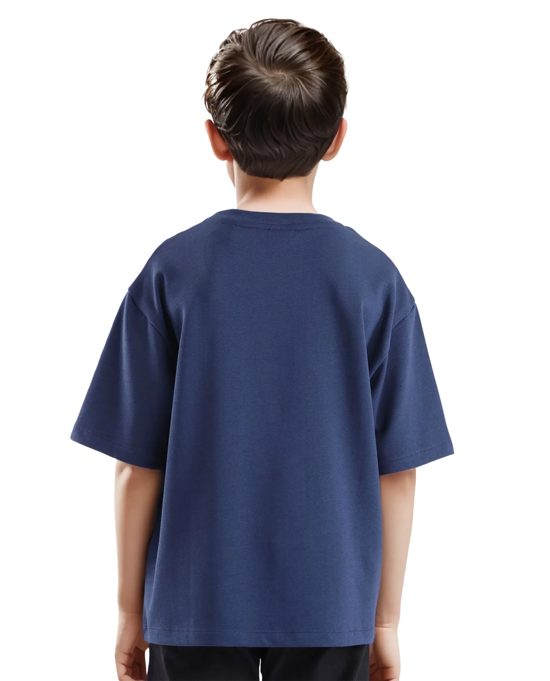 Rare Ones Kids Doe Navy Cotton Poly Short Sleeve Crew Neck Towel Embroidered Boxy T-Shirt - Image 8